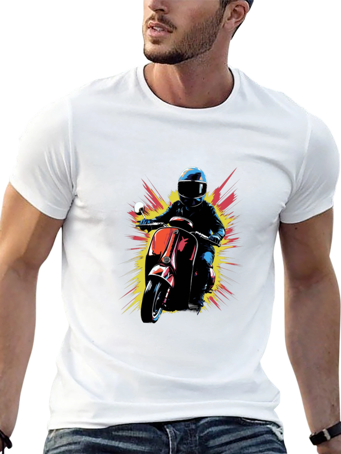 Retro Scooter Rider Graphic Tee - Cool Black T-Shirt