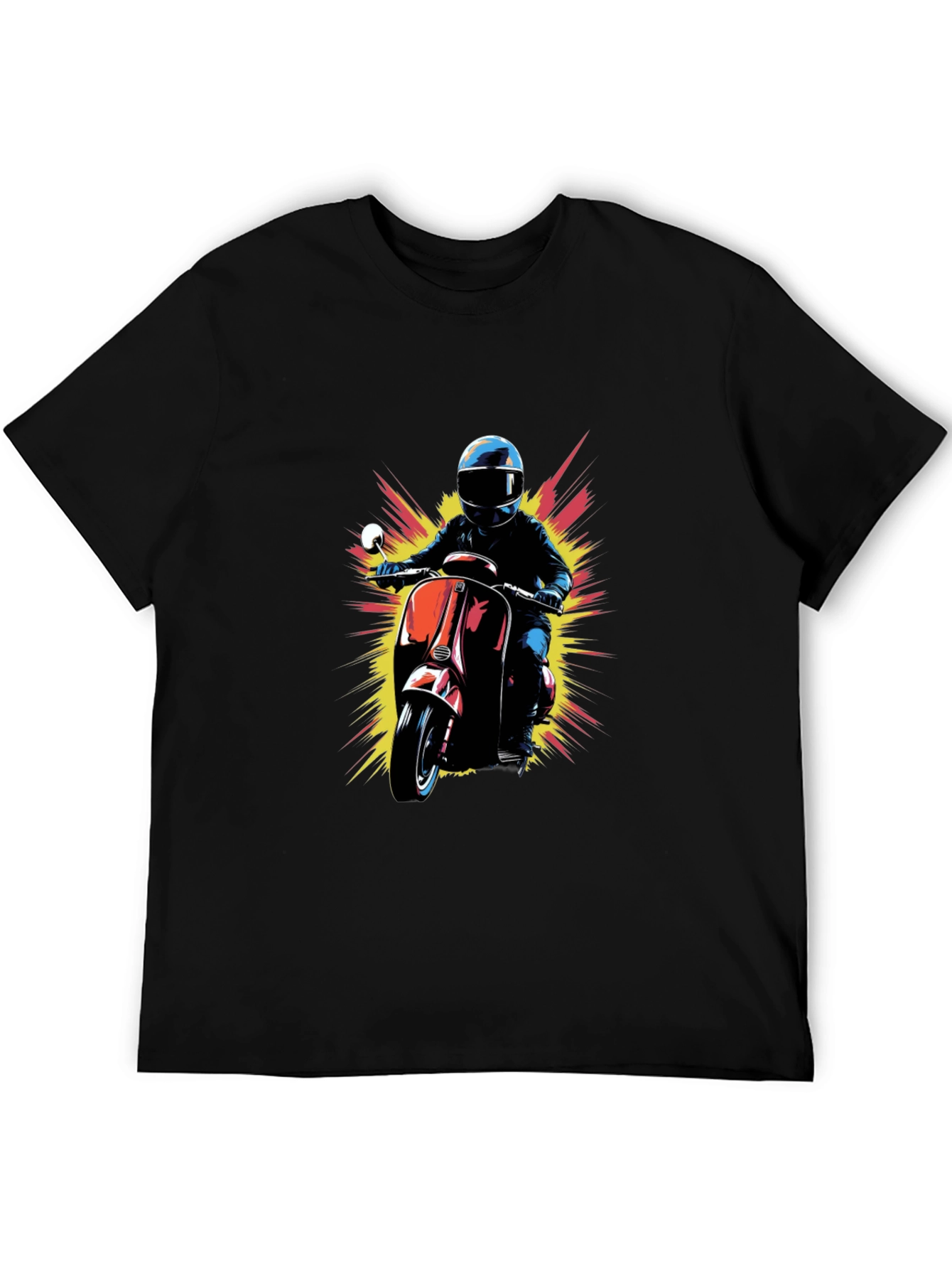 Retro Scooter Rider Graphic Tee - Cool Black T-Shirt
