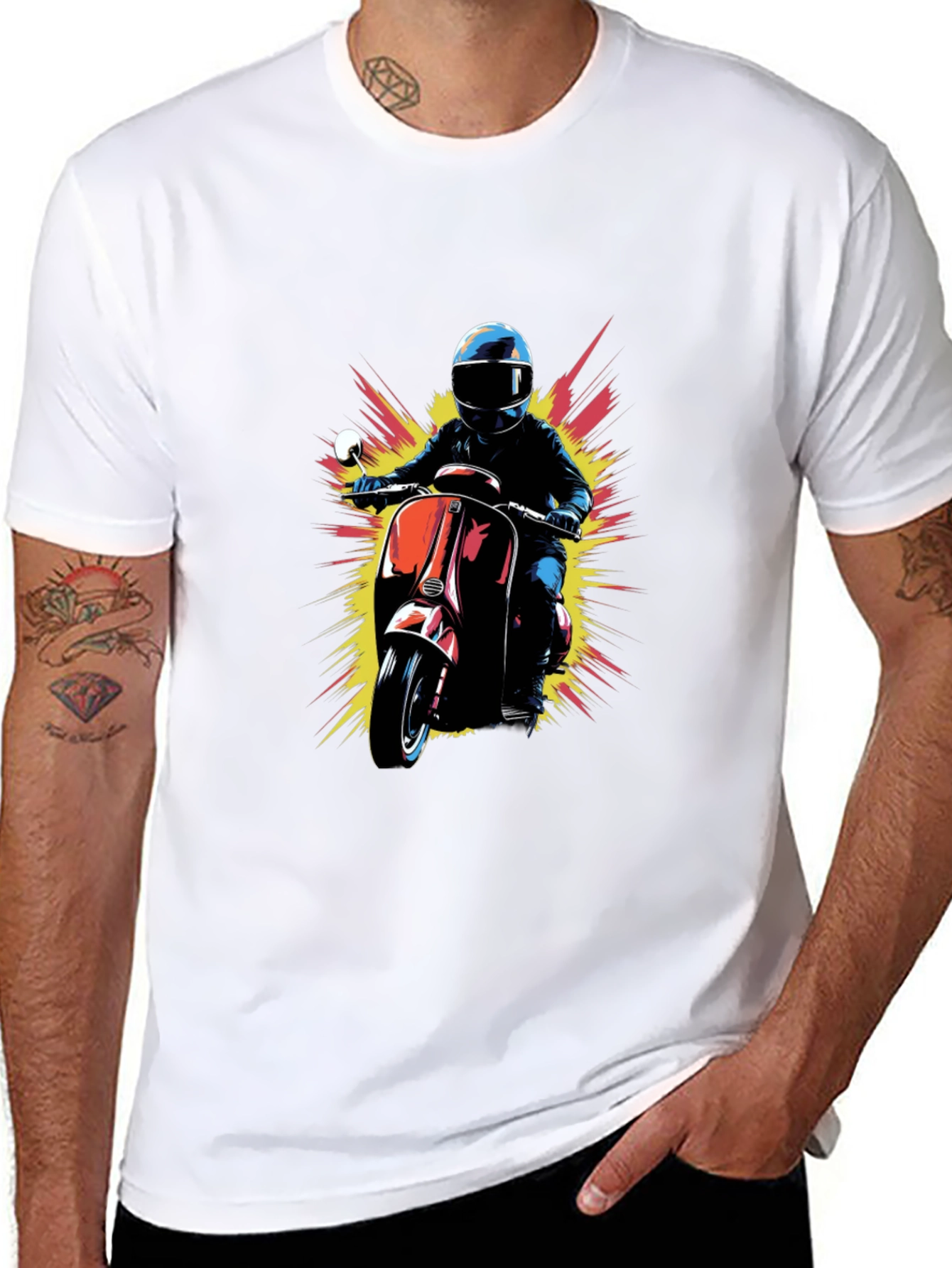 Retro Scooter Rider Graphic Tee - Cool Black T-Shirt