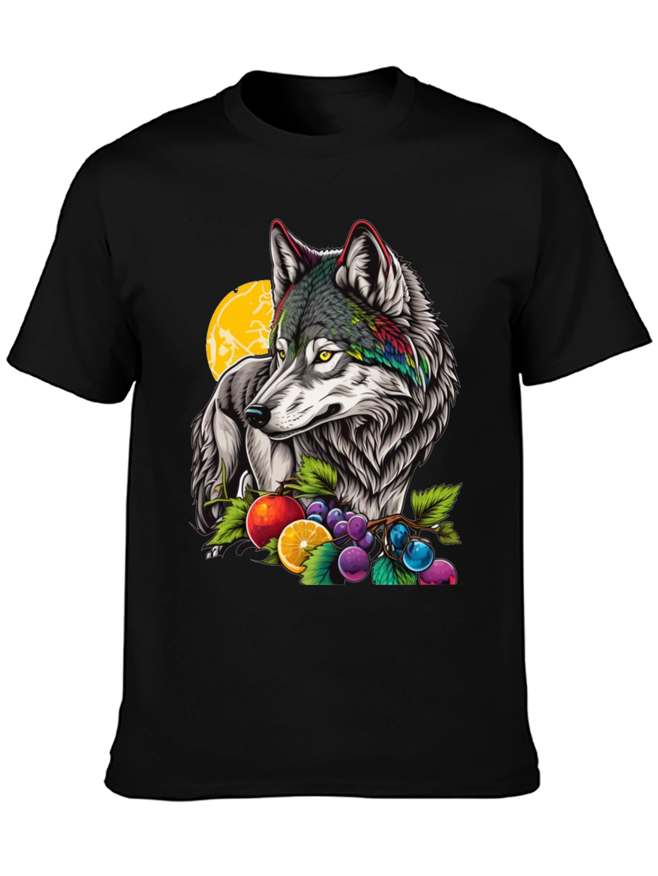 Wolf & Fruit Graphic Print T-Shirt