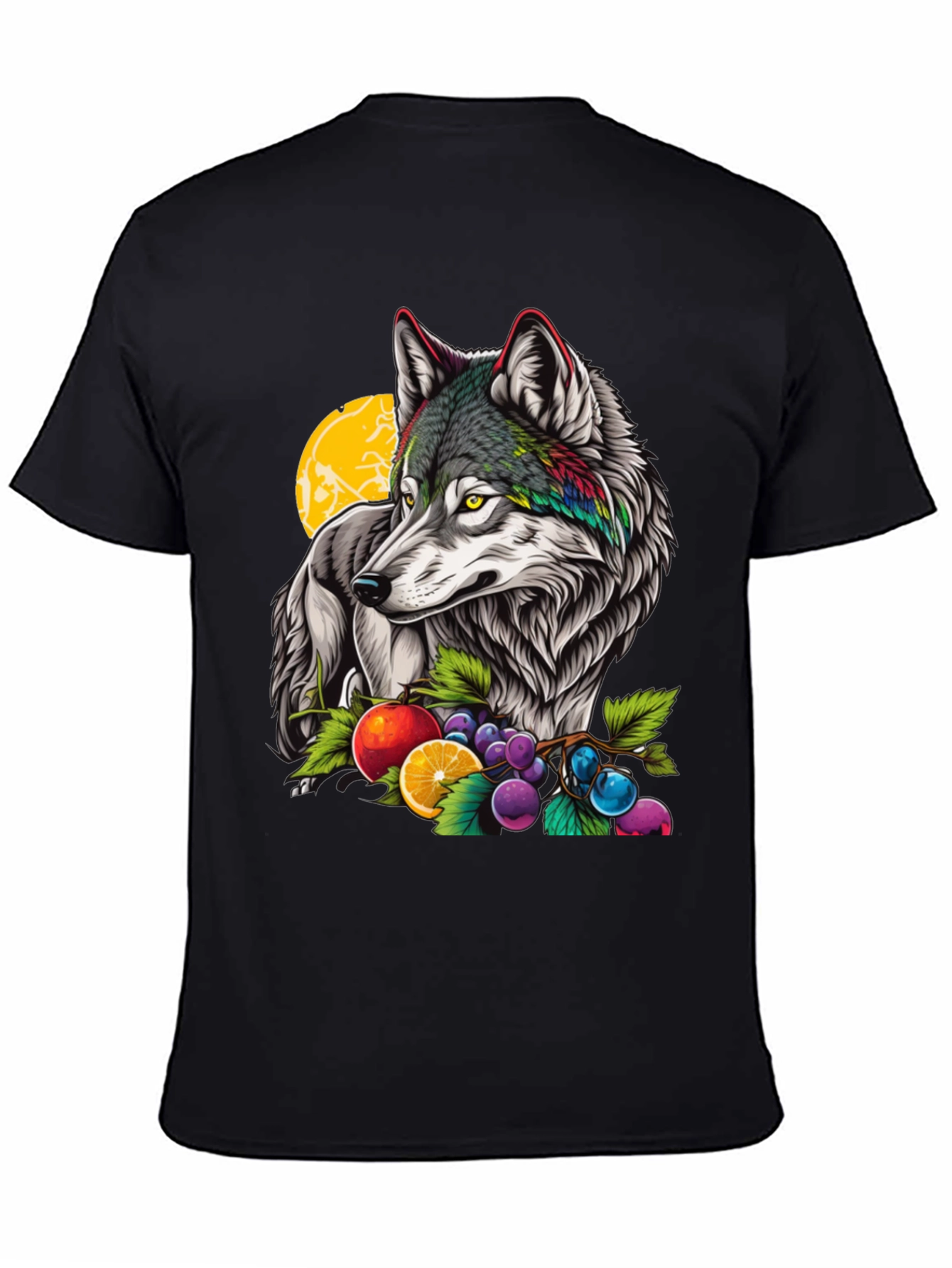 Wolf & Fruit Graphic Print T-Shirt
