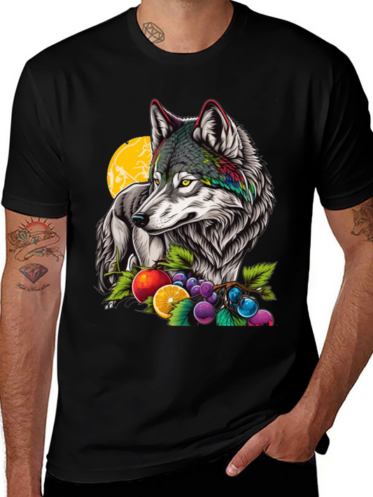Wolf & Fruit Graphic Print T-Shirt