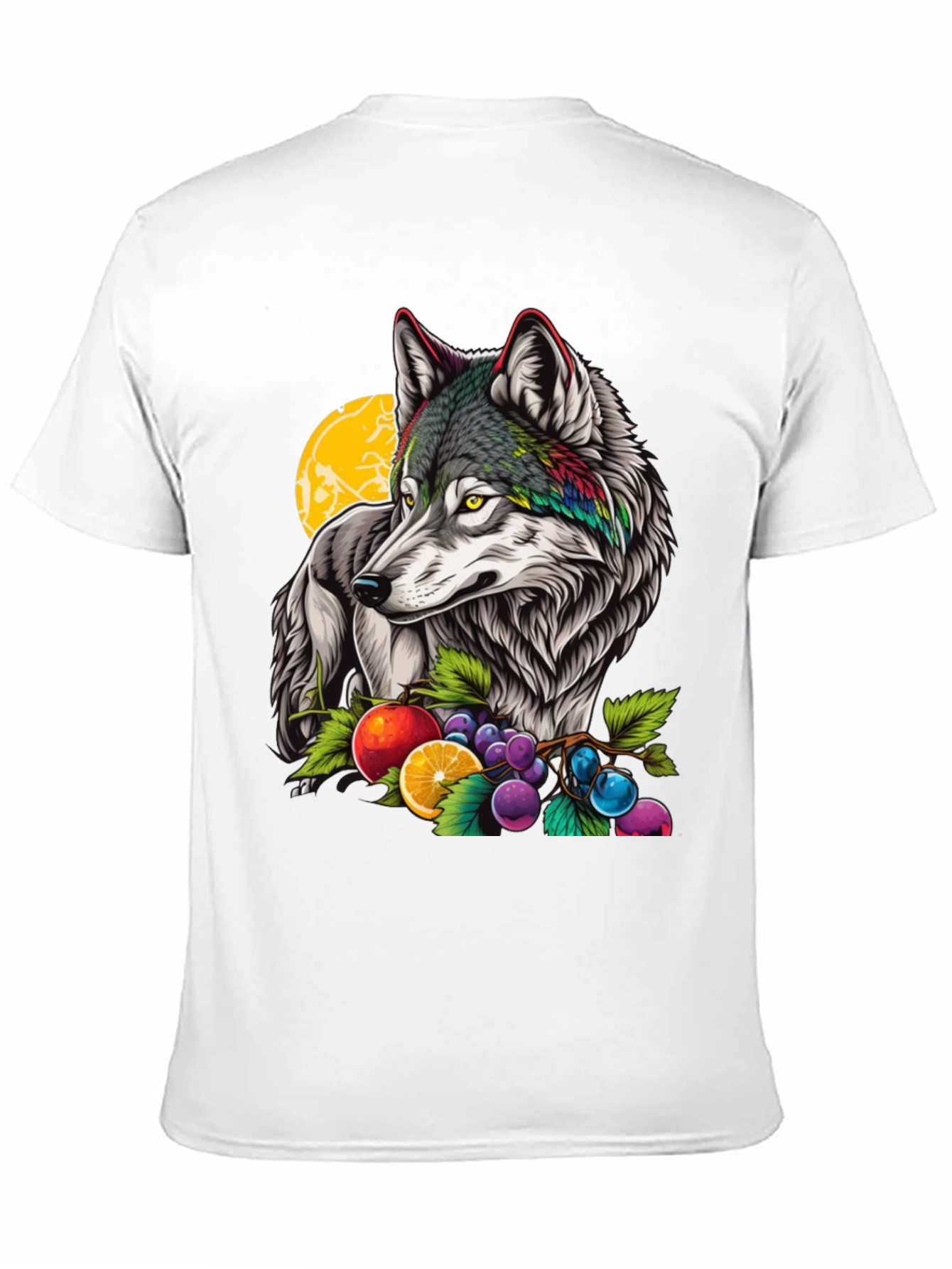 Wolf & Fruit Graphic Print T-Shirt