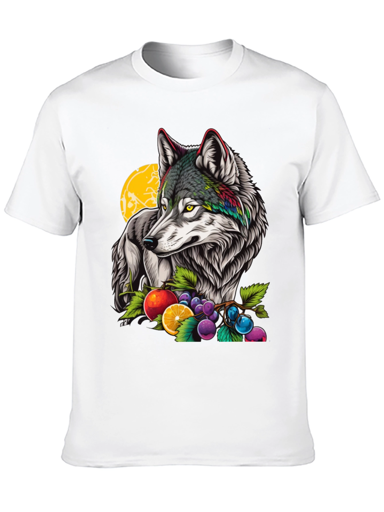 Wolf & Fruit Graphic Print T-Shirt
