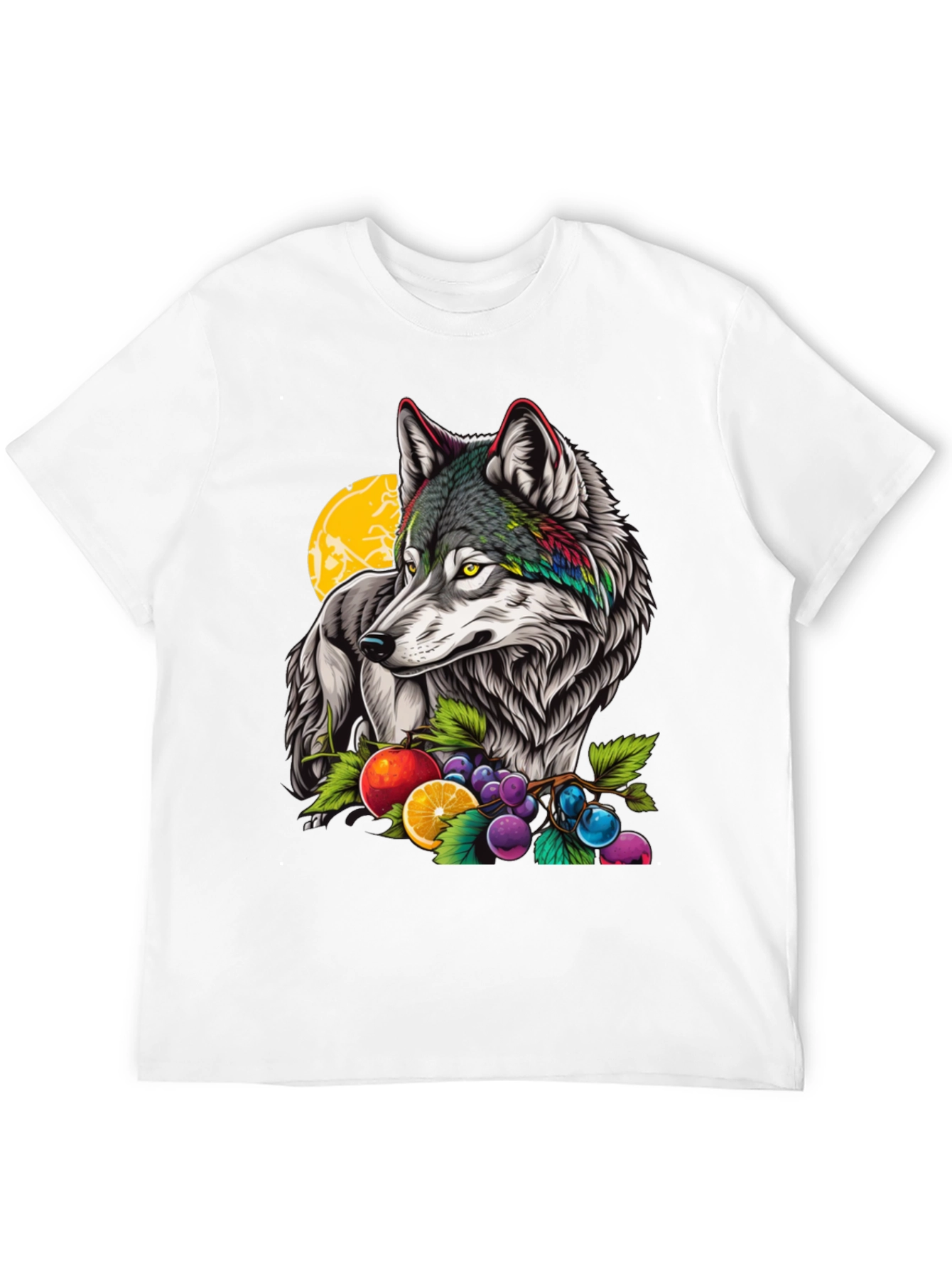 Wolf & Fruit Graphic Print T-Shirt