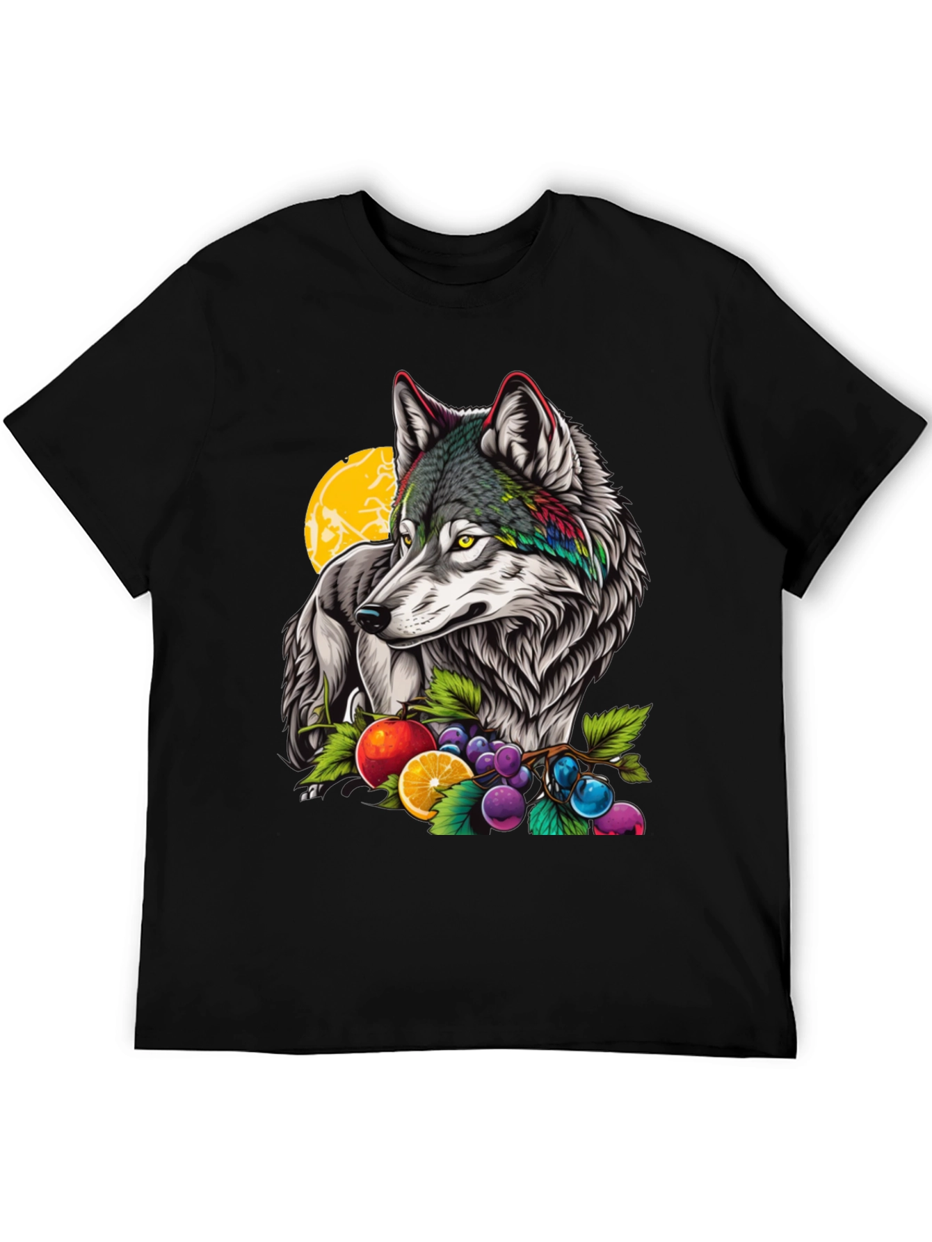 Wolf & Fruit Graphic Print T-Shirt