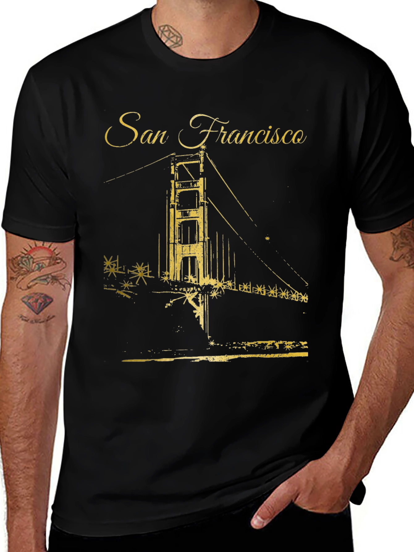 San Francisco Bridge Graphic Black T-Shirt