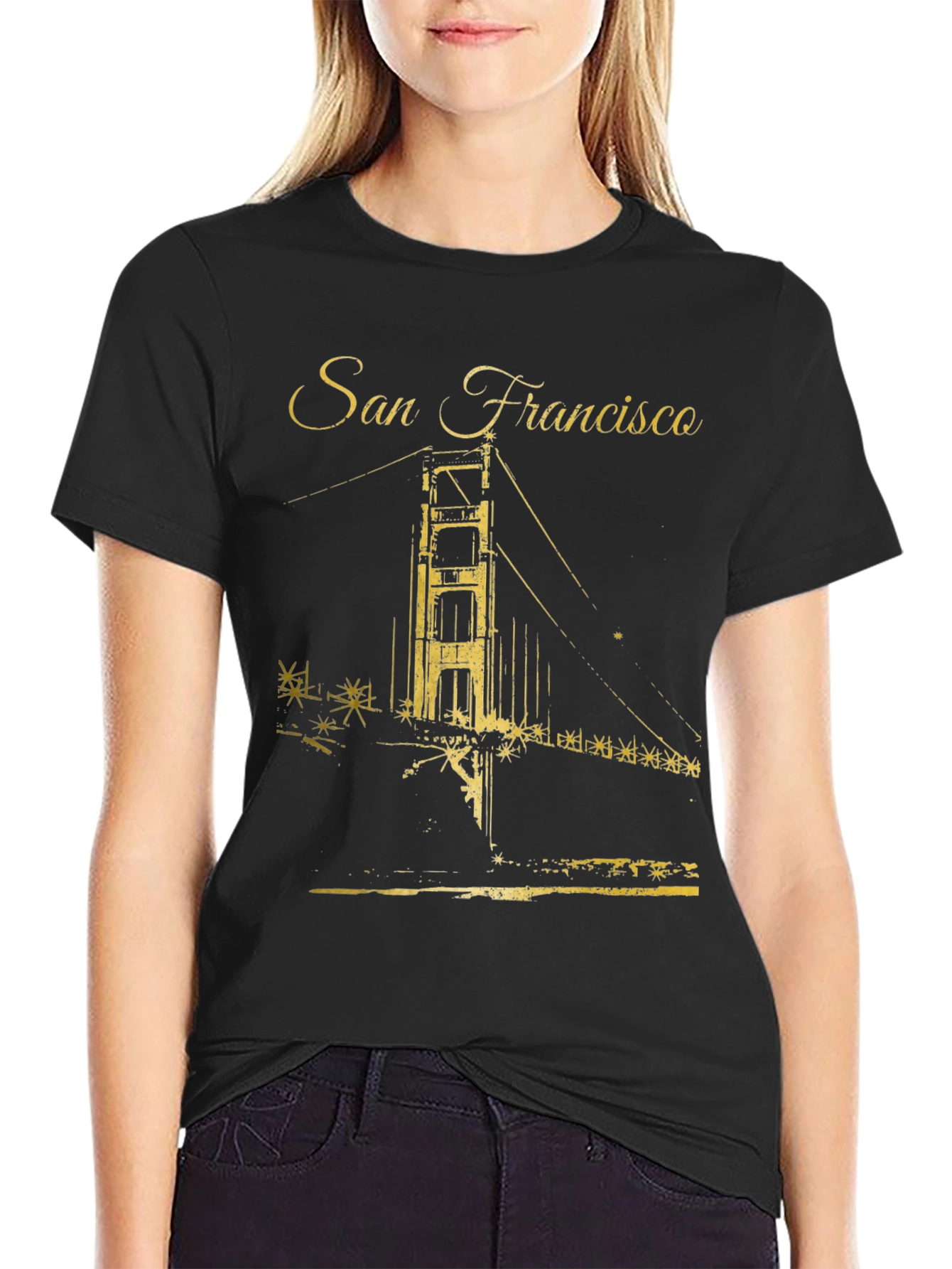 San Francisco Bridge Graphic Black T-Shirt