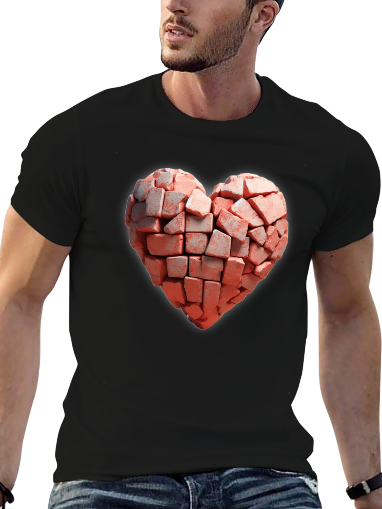 Brick Heart Graphic Black T-Shirt