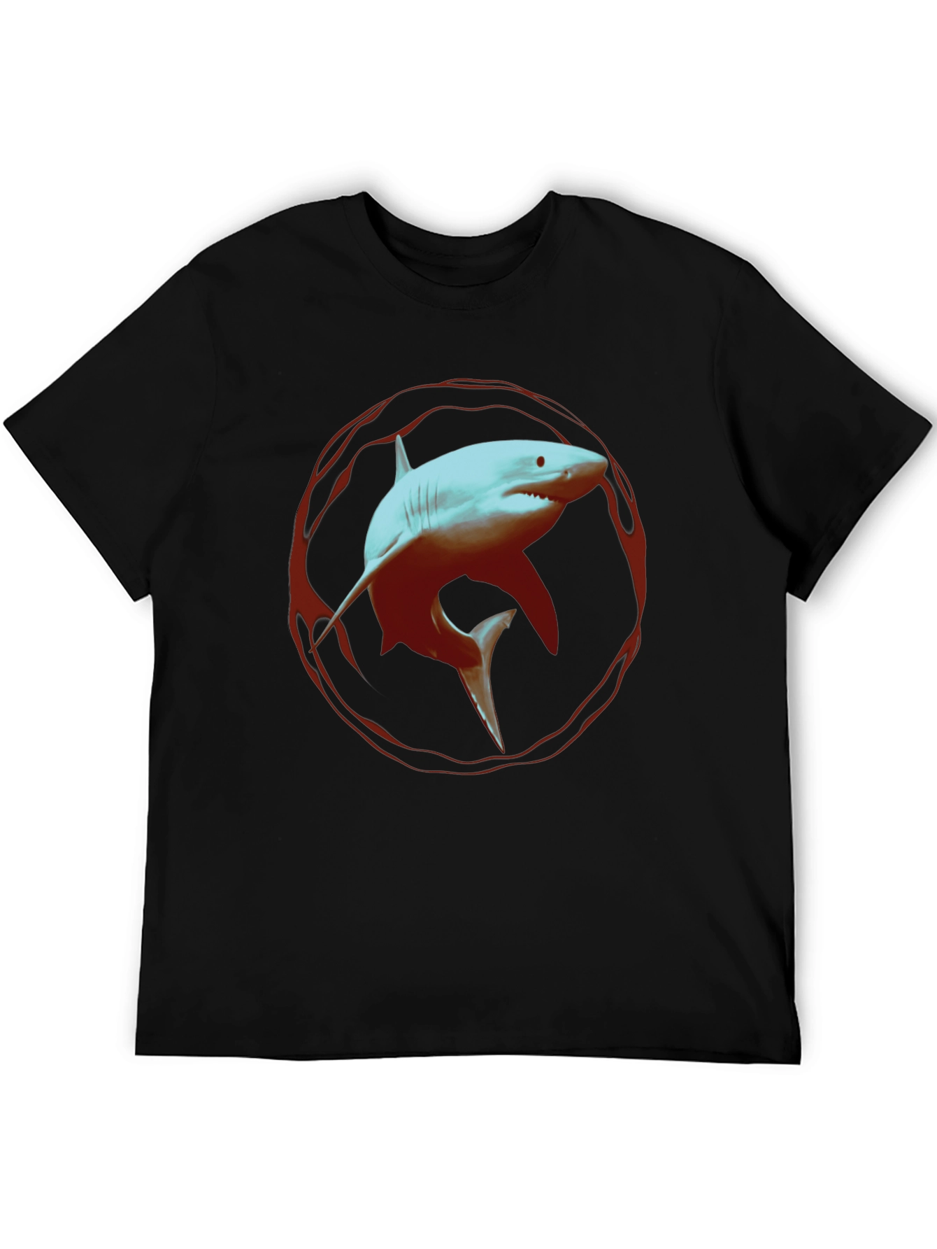 Shark Graphic Print Black T-Shirt