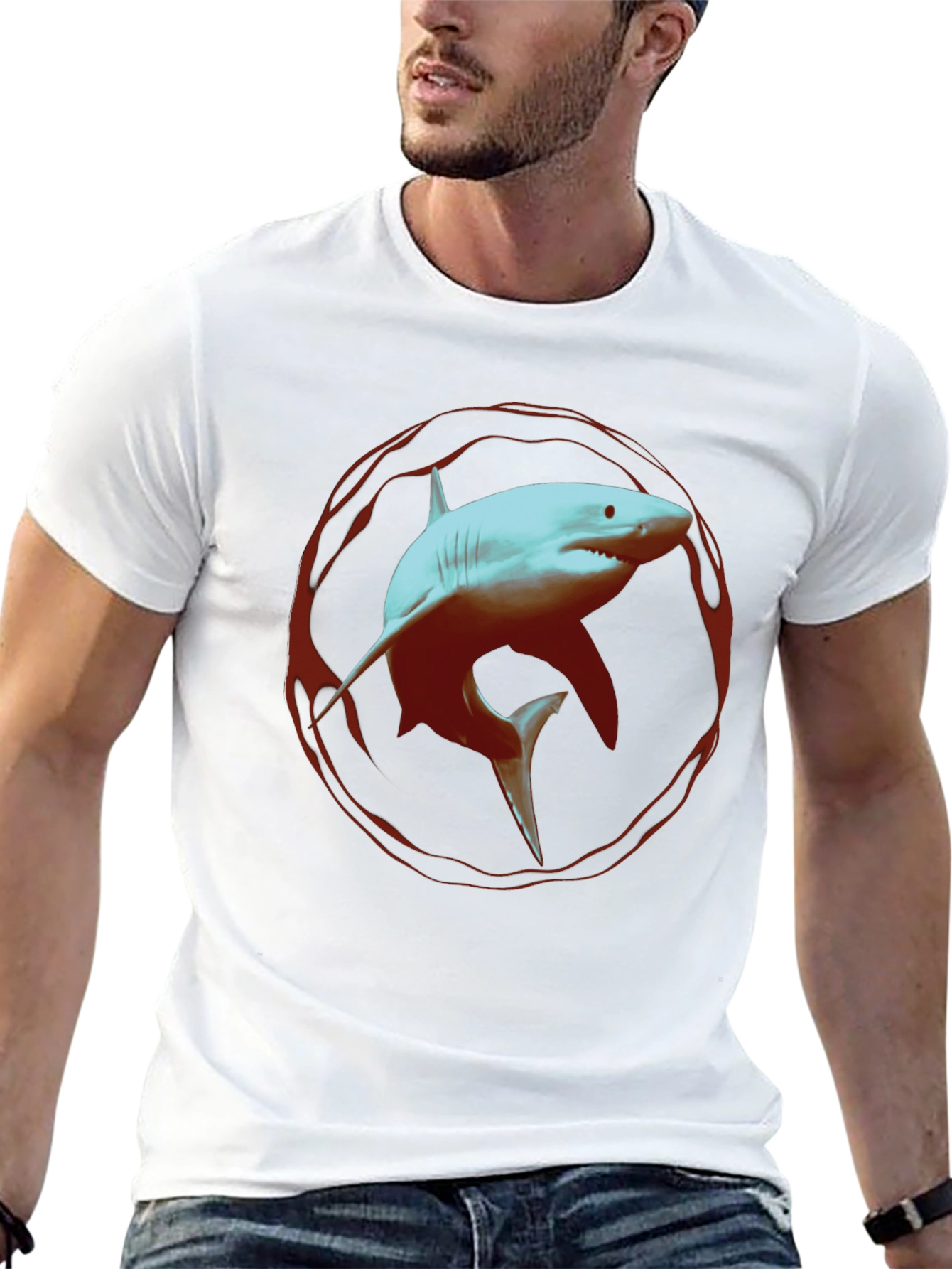 Shark Graphic Print Black T-Shirt