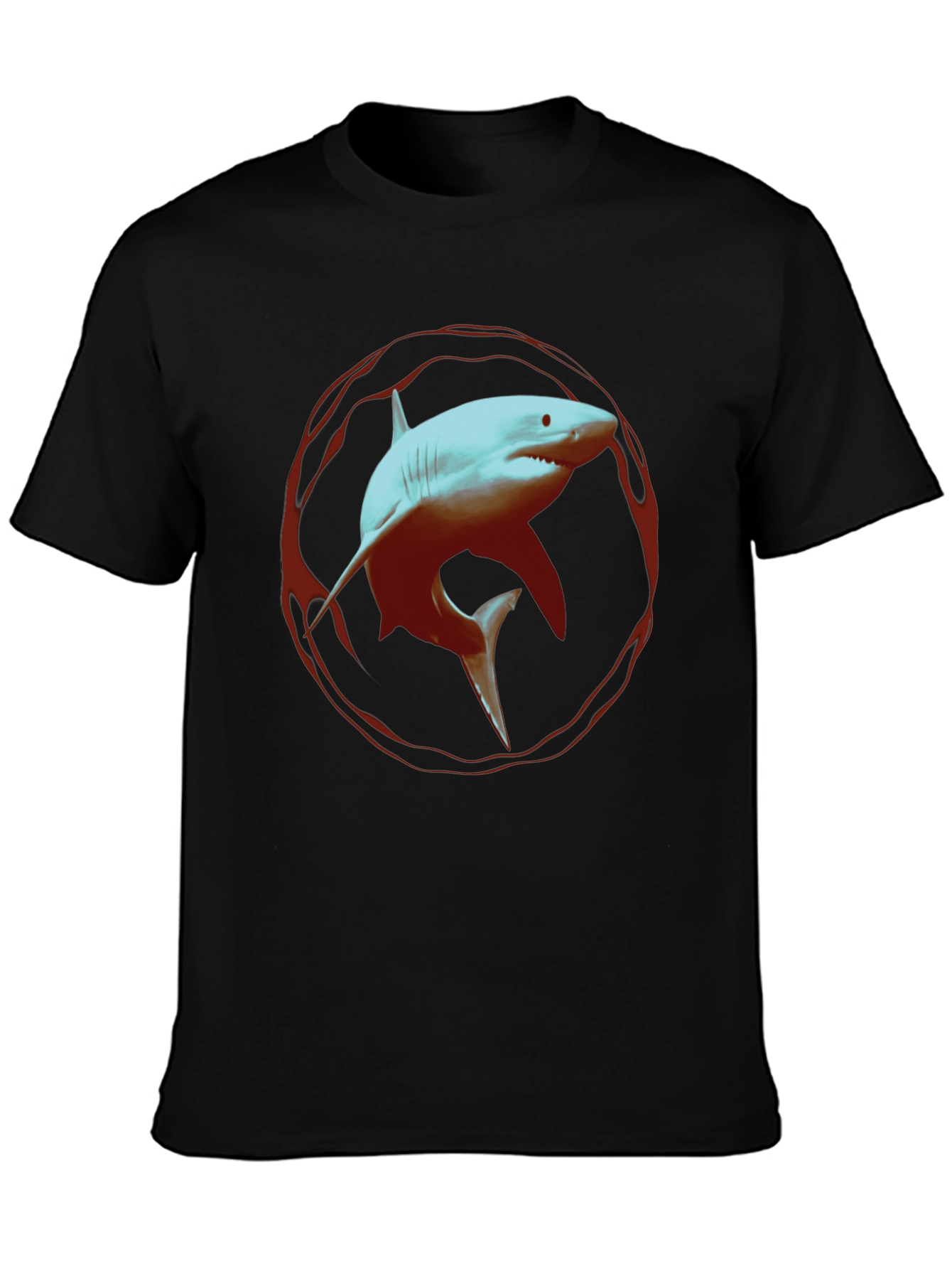 Shark Graphic Print Black T-Shirt