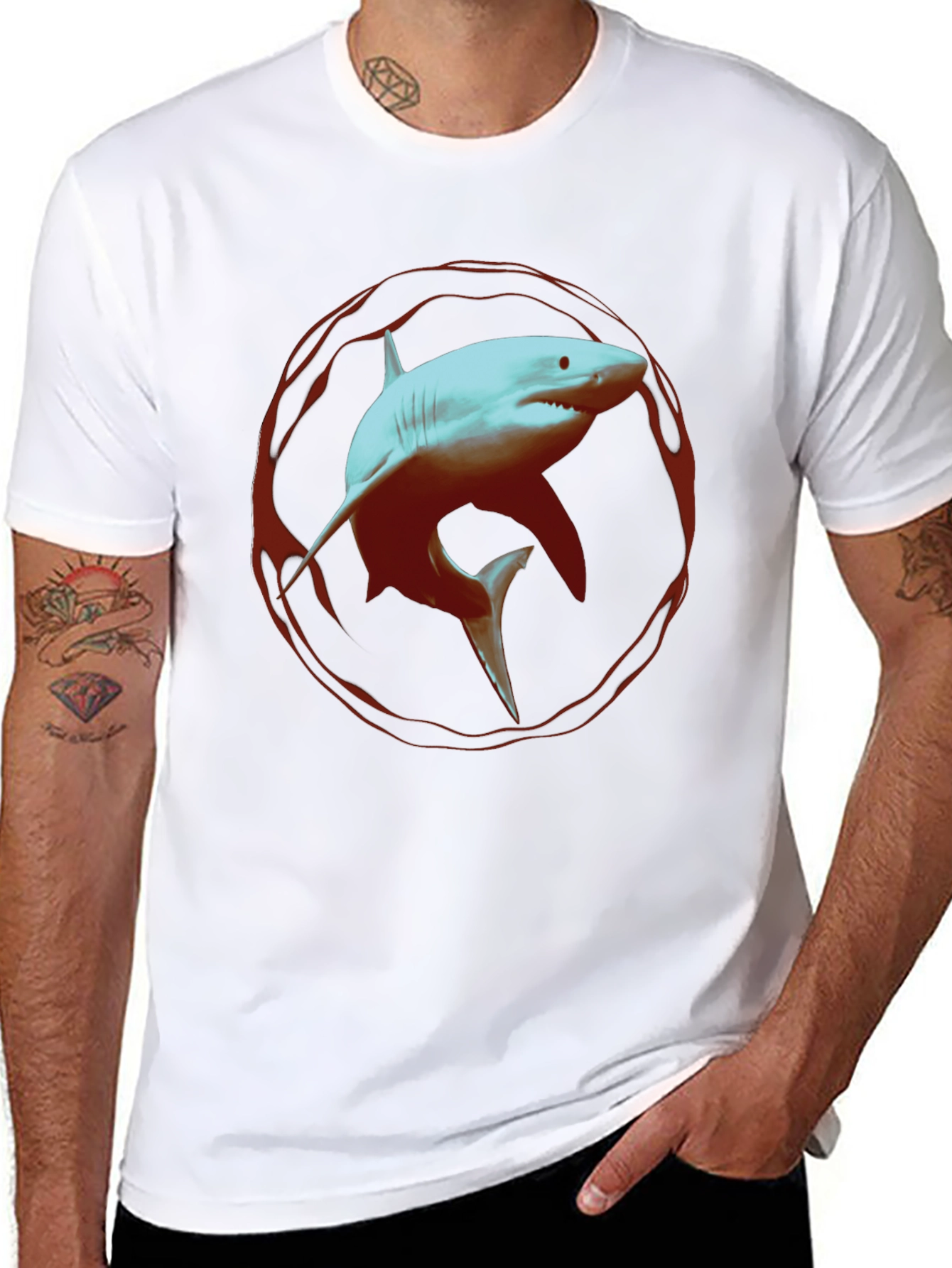 Shark Graphic Print Black T-Shirt