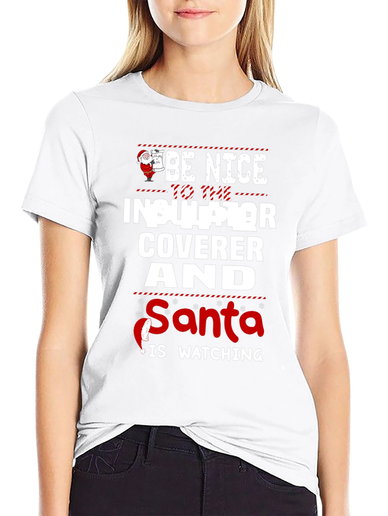 Funny Insulator Coverer Santa Watching Christmas T-Shirt