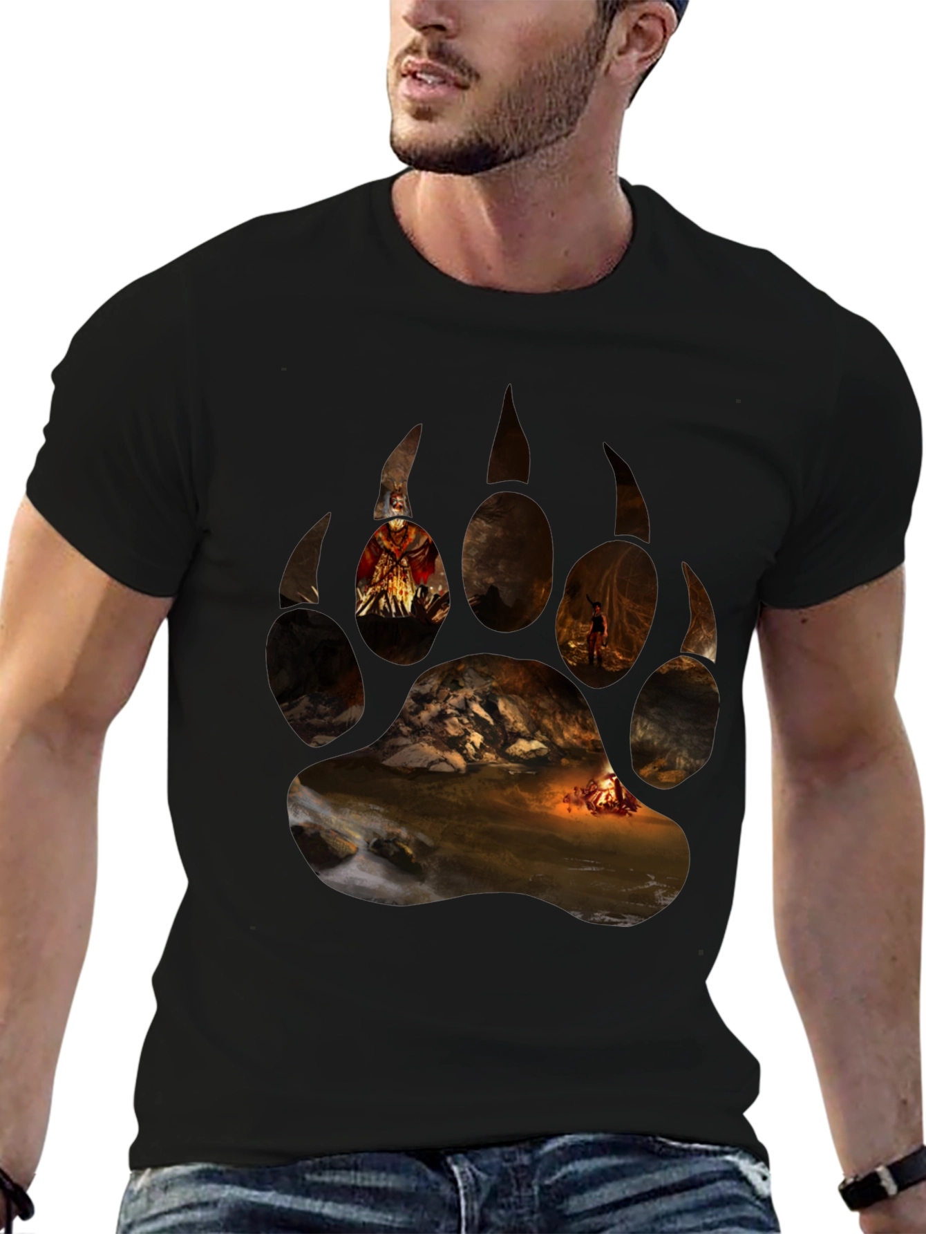 Bear Paw Print Graphic T-Shirt