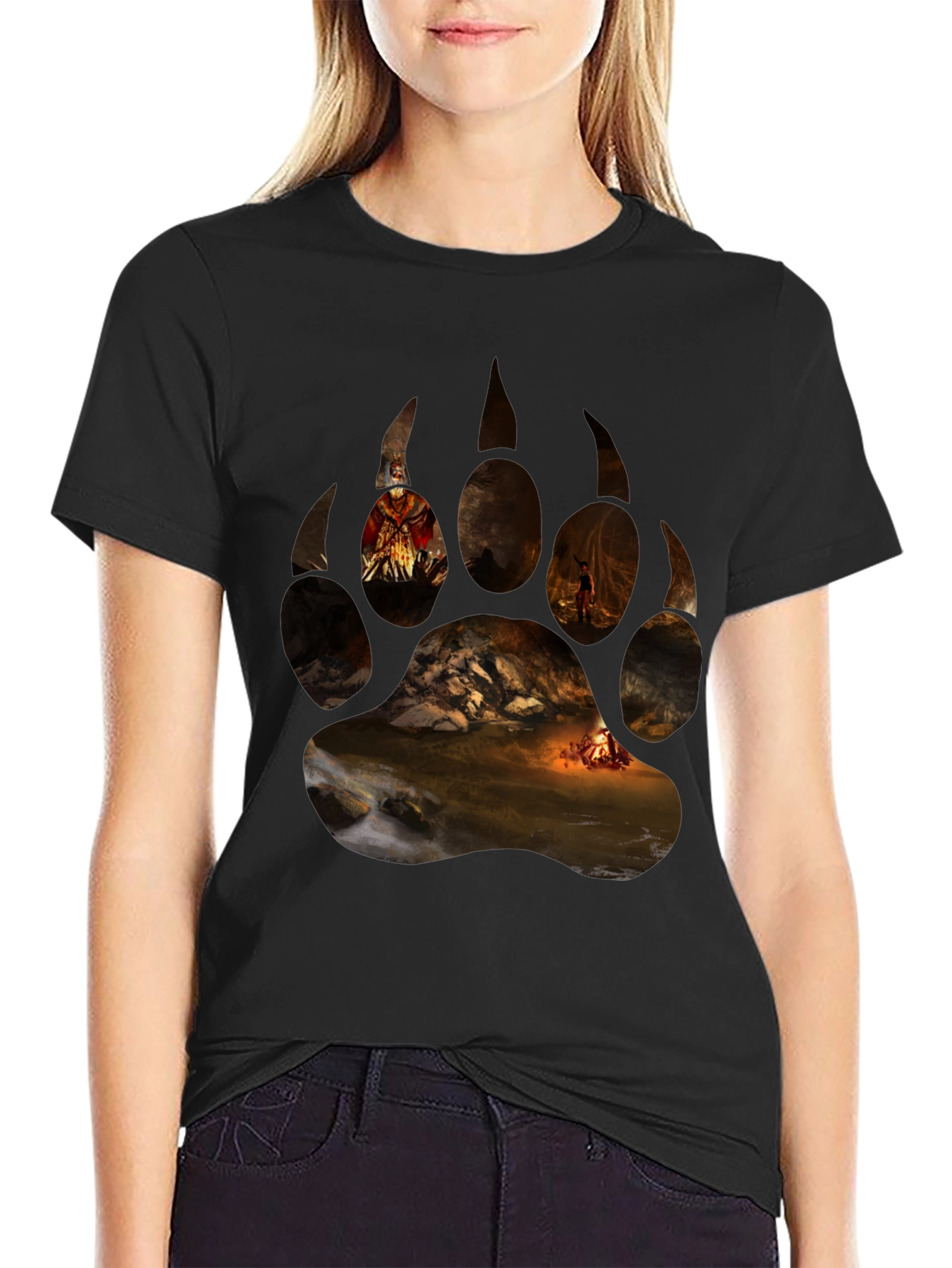 Bear Paw Print Graphic T-Shirt
