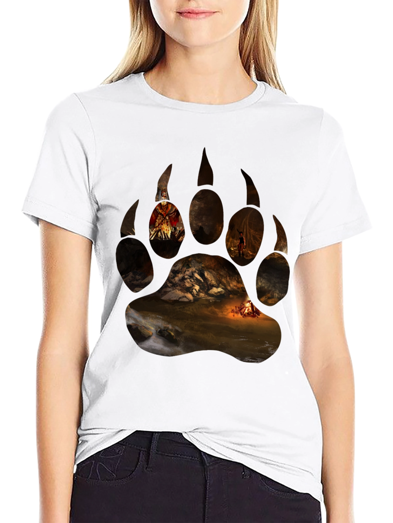 Bear Paw Print Graphic T-Shirt