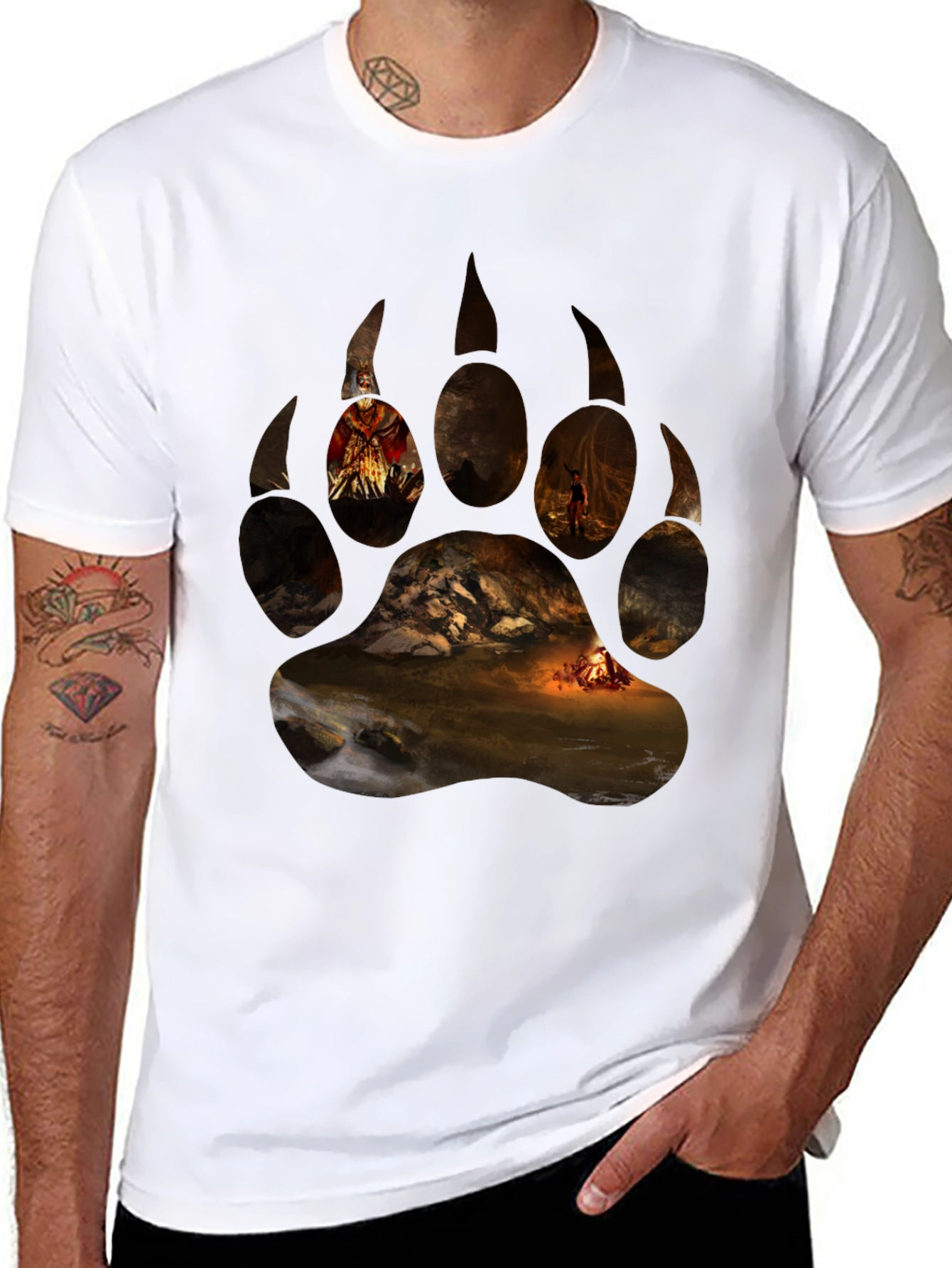 Bear Paw Print Graphic T-Shirt