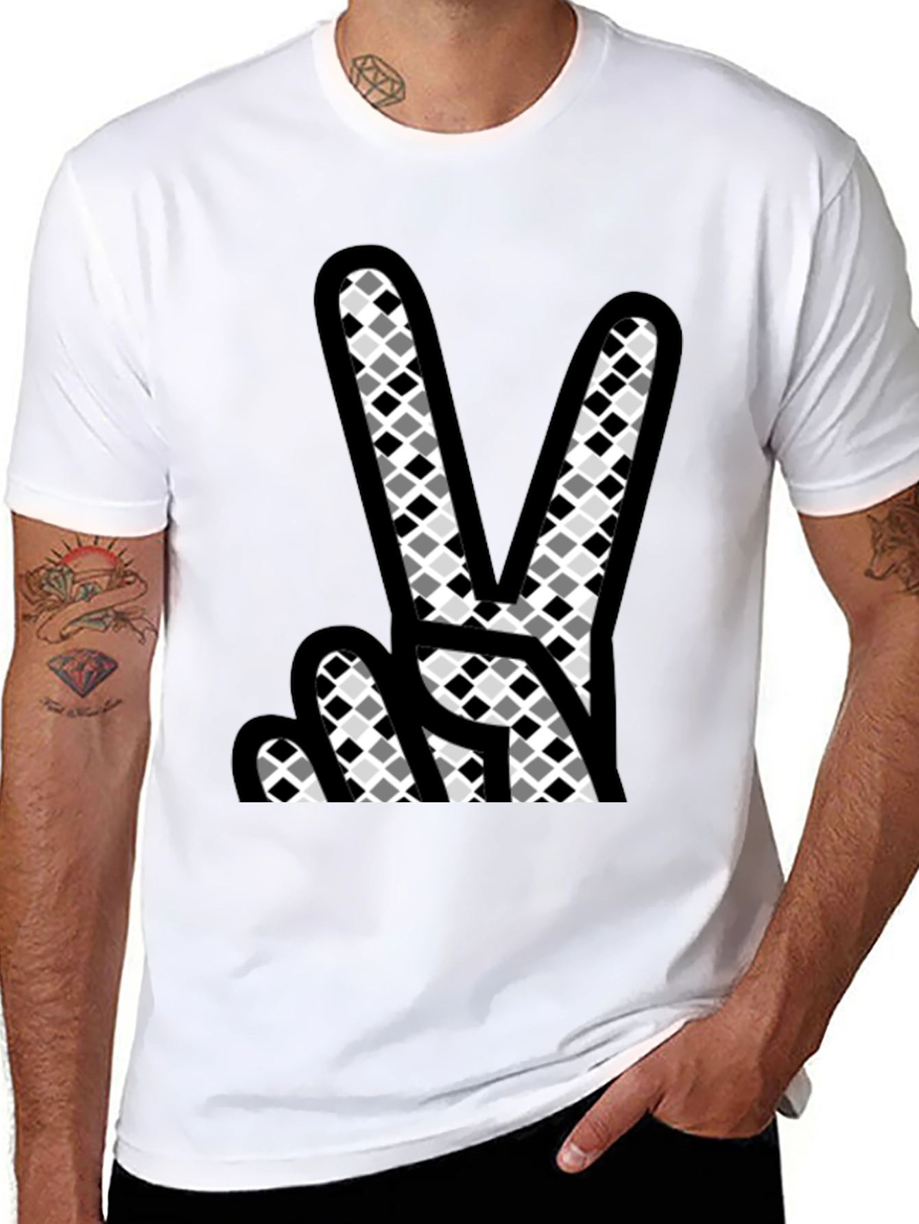 Peace Sign Graphic T-Shirt - Mens Black Cotton Tee