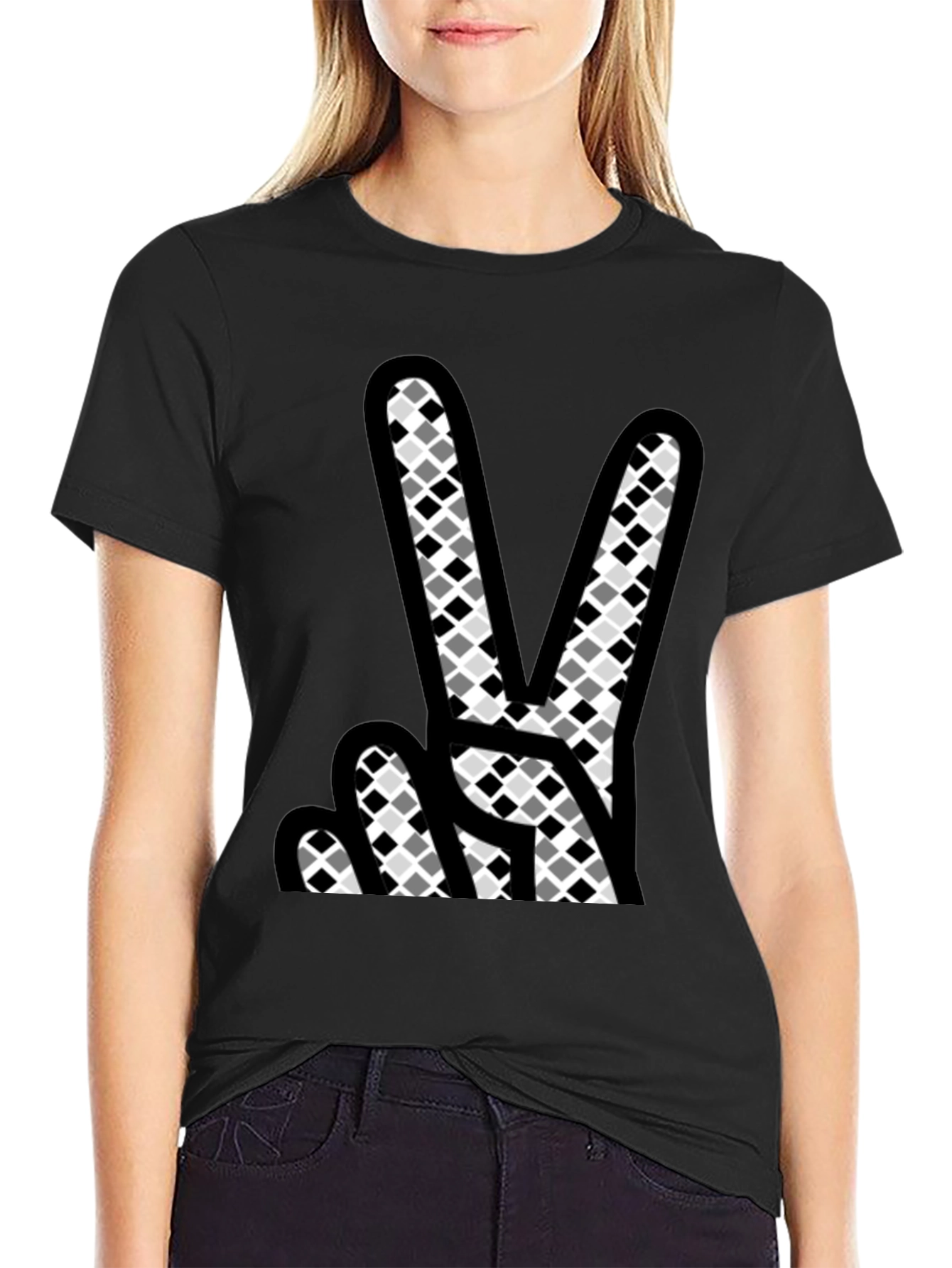 Peace Sign Graphic T-Shirt - Mens Black Cotton Tee