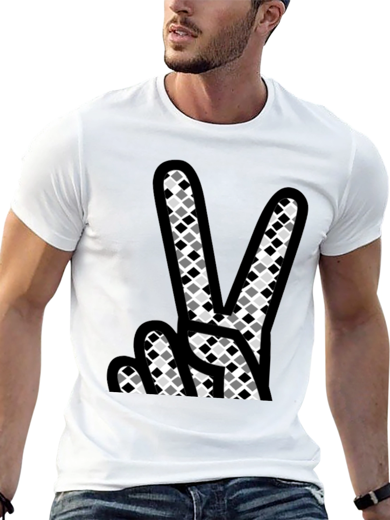 Peace Sign Graphic T-Shirt - Mens Black Cotton Tee