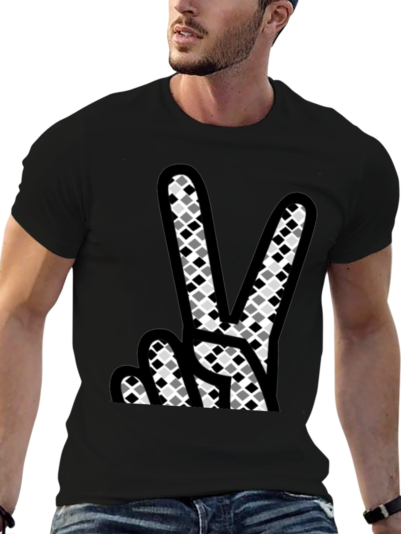 Peace Sign Graphic T-Shirt - Mens Black Cotton Tee