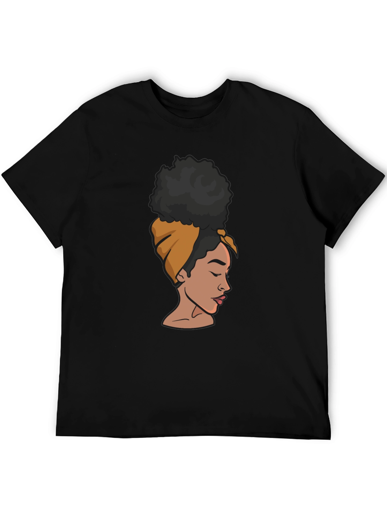 Black T-Shirt with Afro Woman Graphic