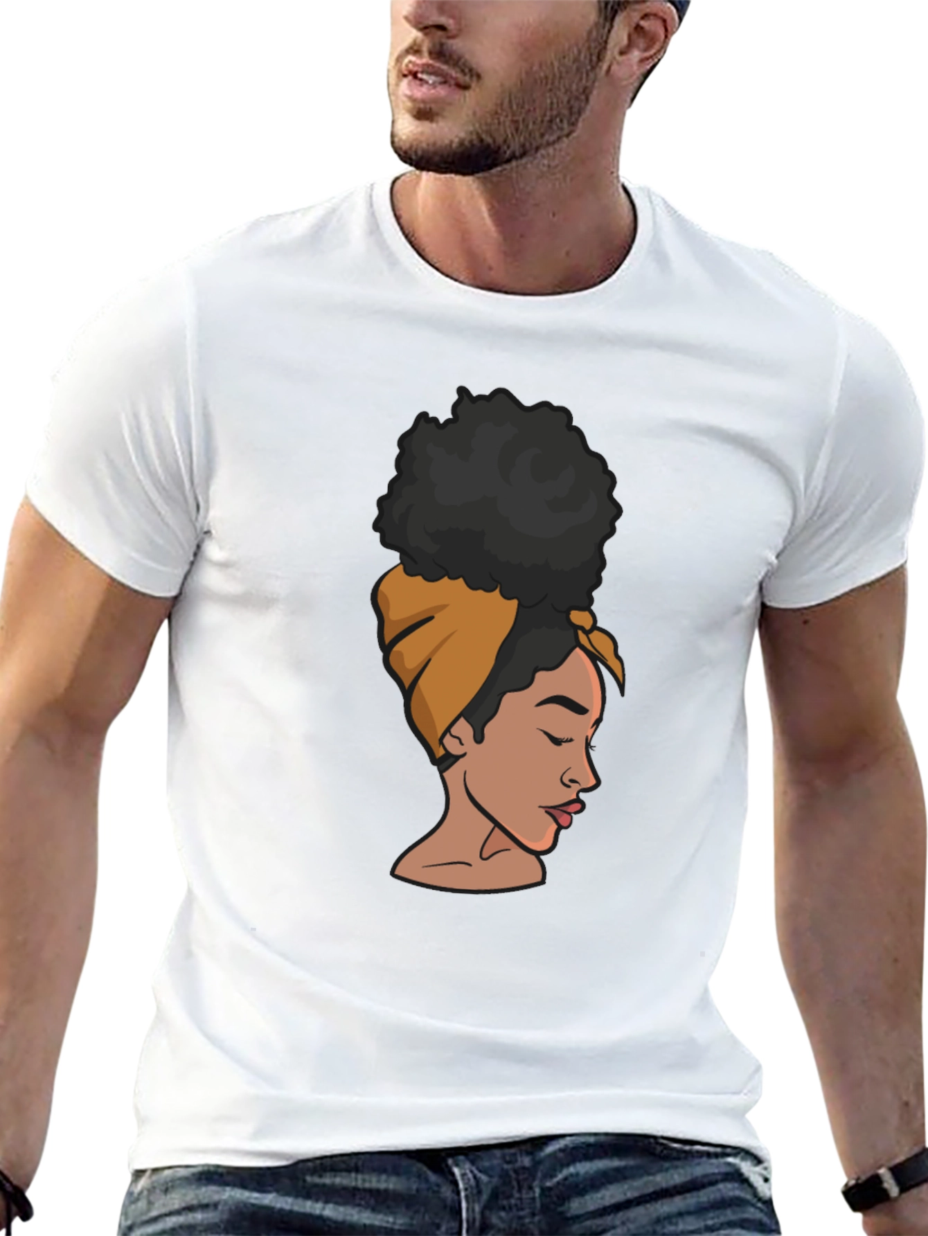 Black T-Shirt with Afro Woman Graphic