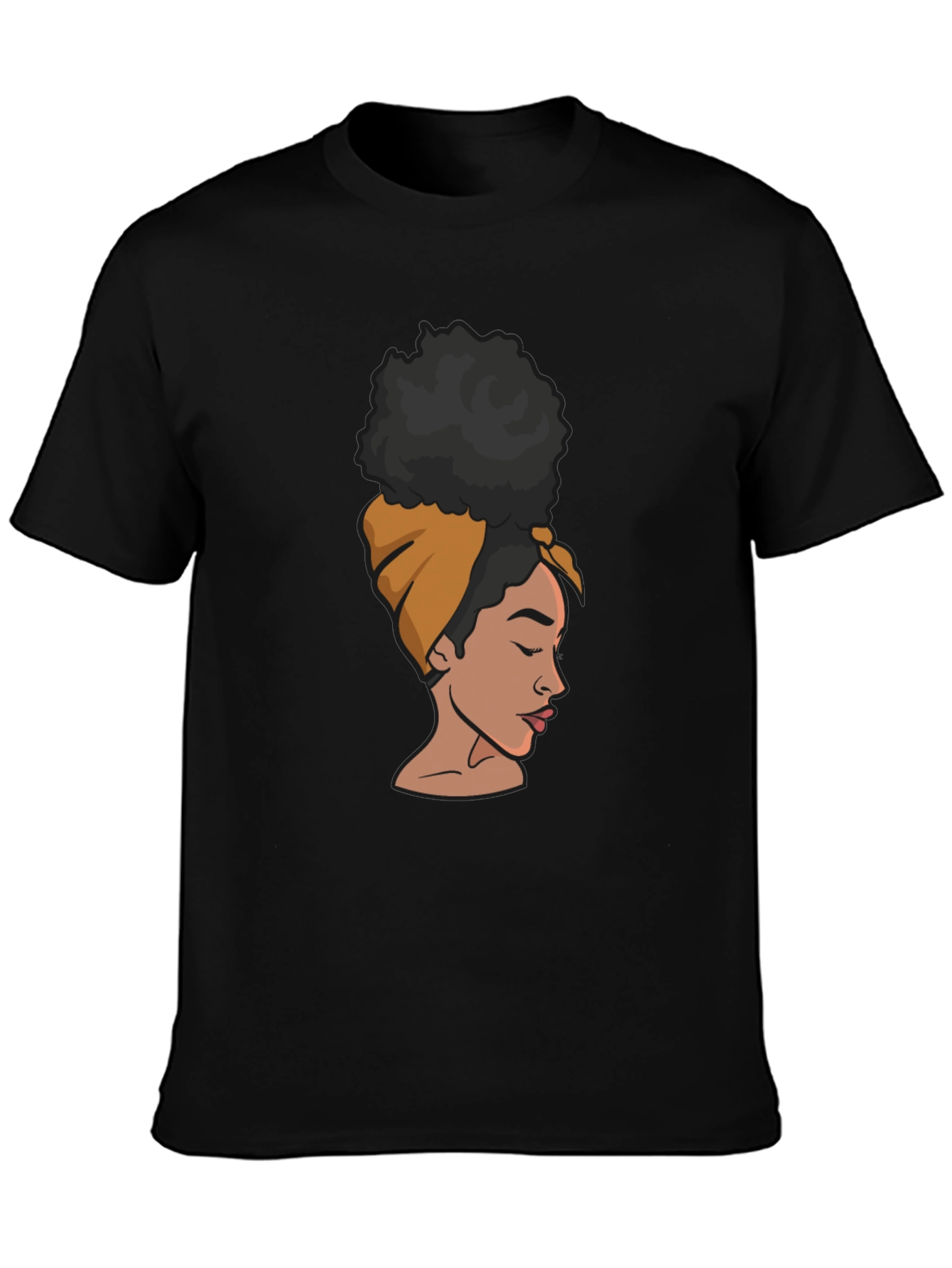 Black T-Shirt with Afro Woman Graphic