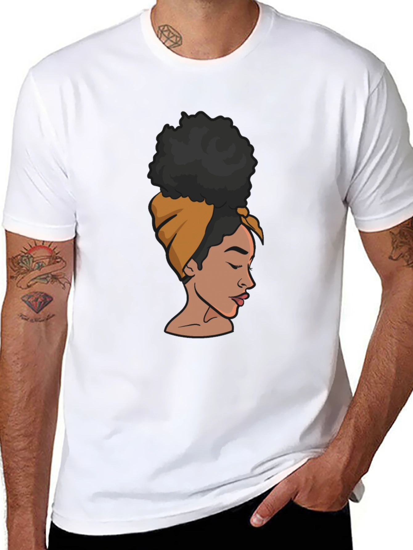 Black T-Shirt with Afro Woman Graphic