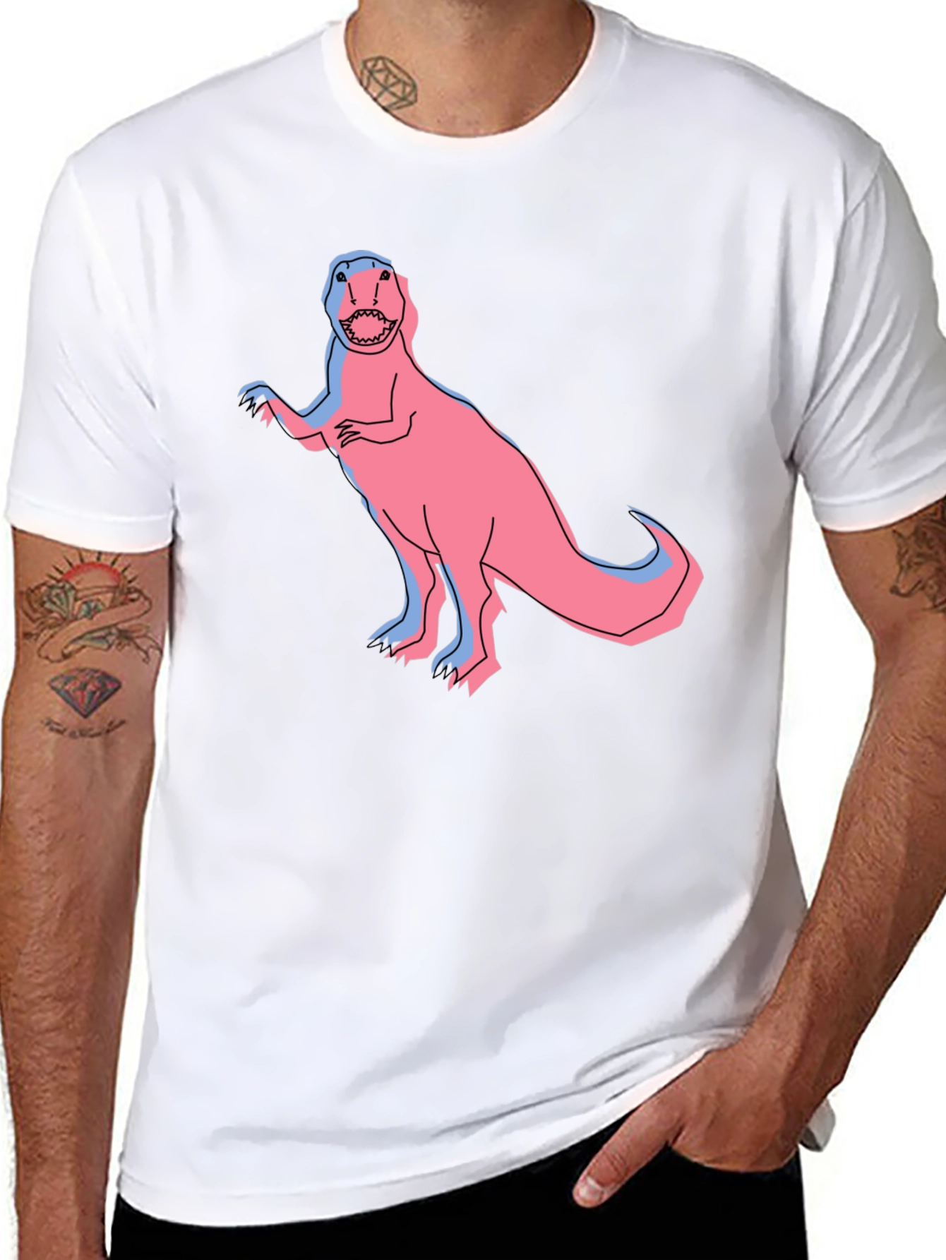 Dino Graphic Tee - Pink & Blue T-Rex