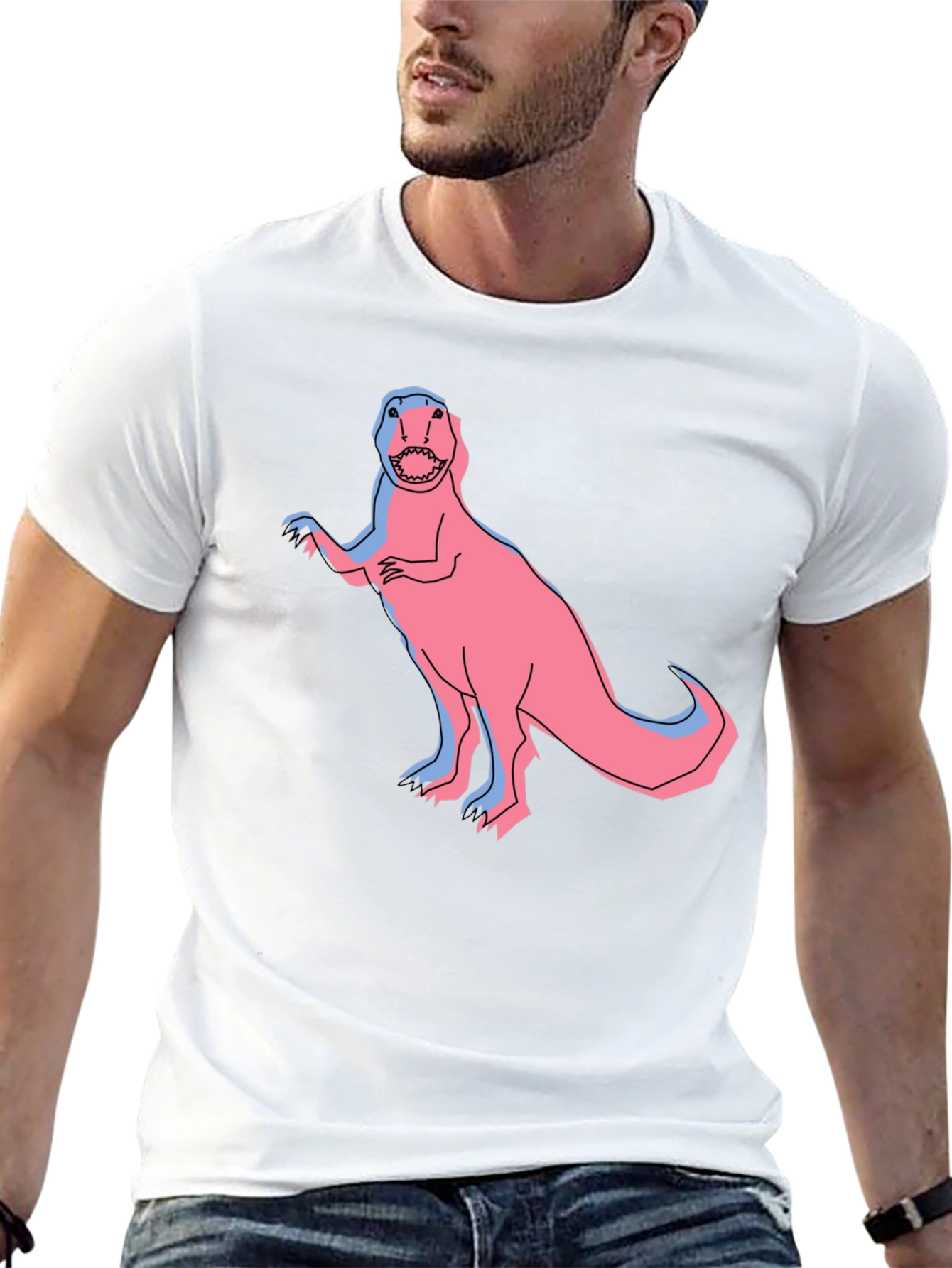 Dino Graphic Tee - Pink & Blue T-Rex