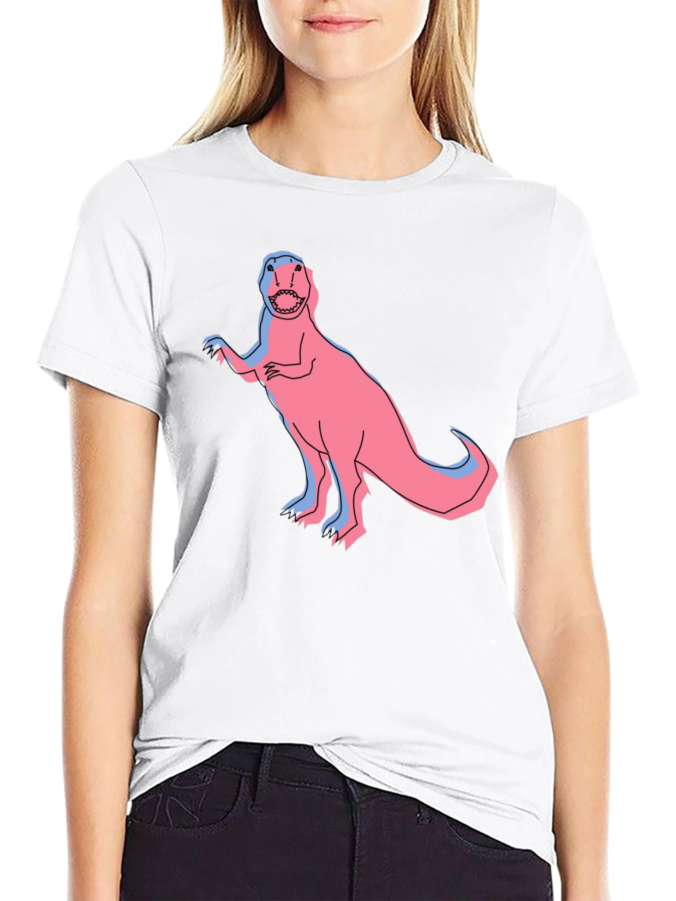 Dino Graphic Tee - Pink & Blue T-Rex