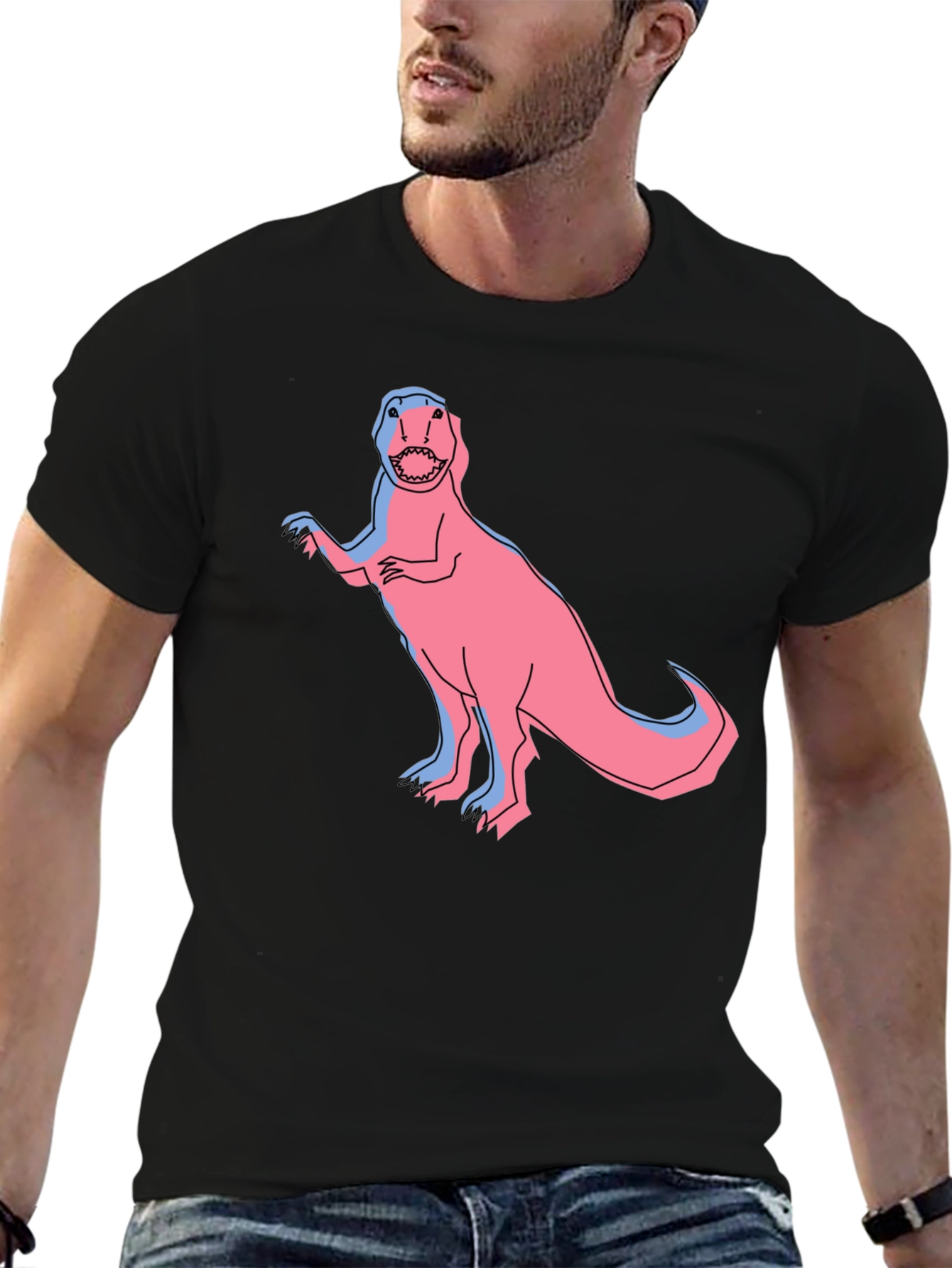 Dino Graphic Tee - Pink & Blue T-Rex