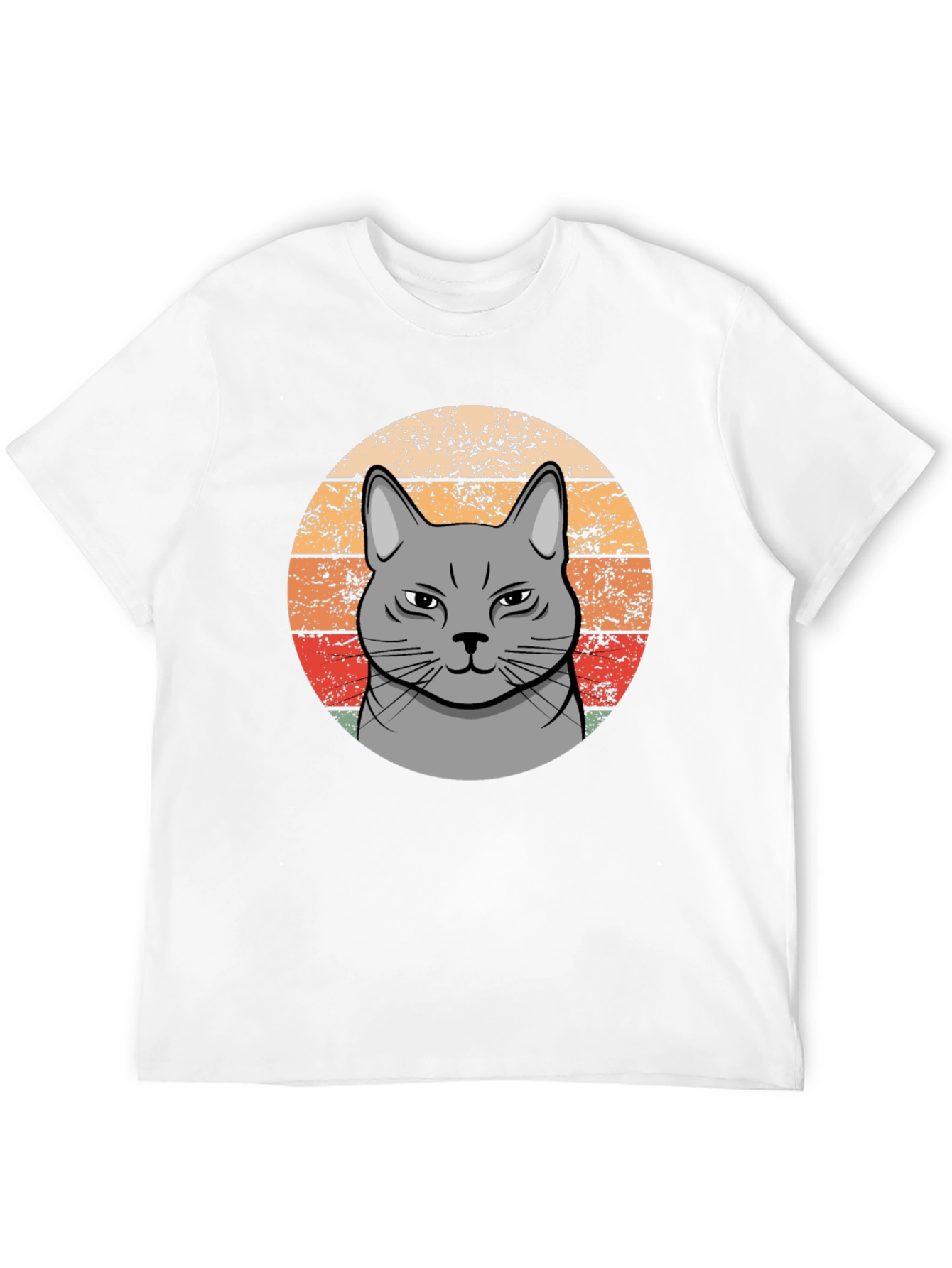 Retro Cat T-Shirt - Grumpy Feline Design