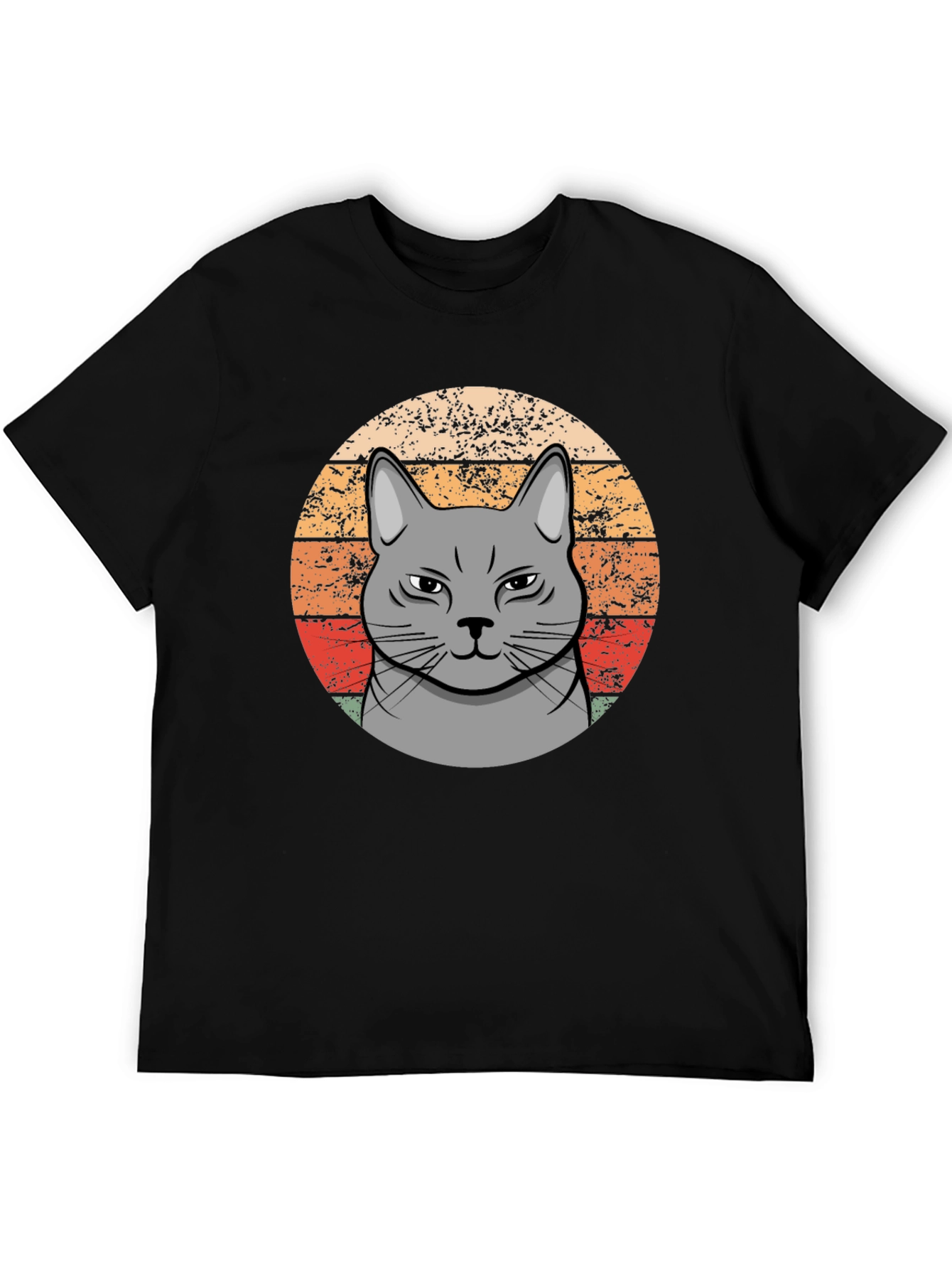 Retro Cat T-Shirt - Grumpy Feline Design
