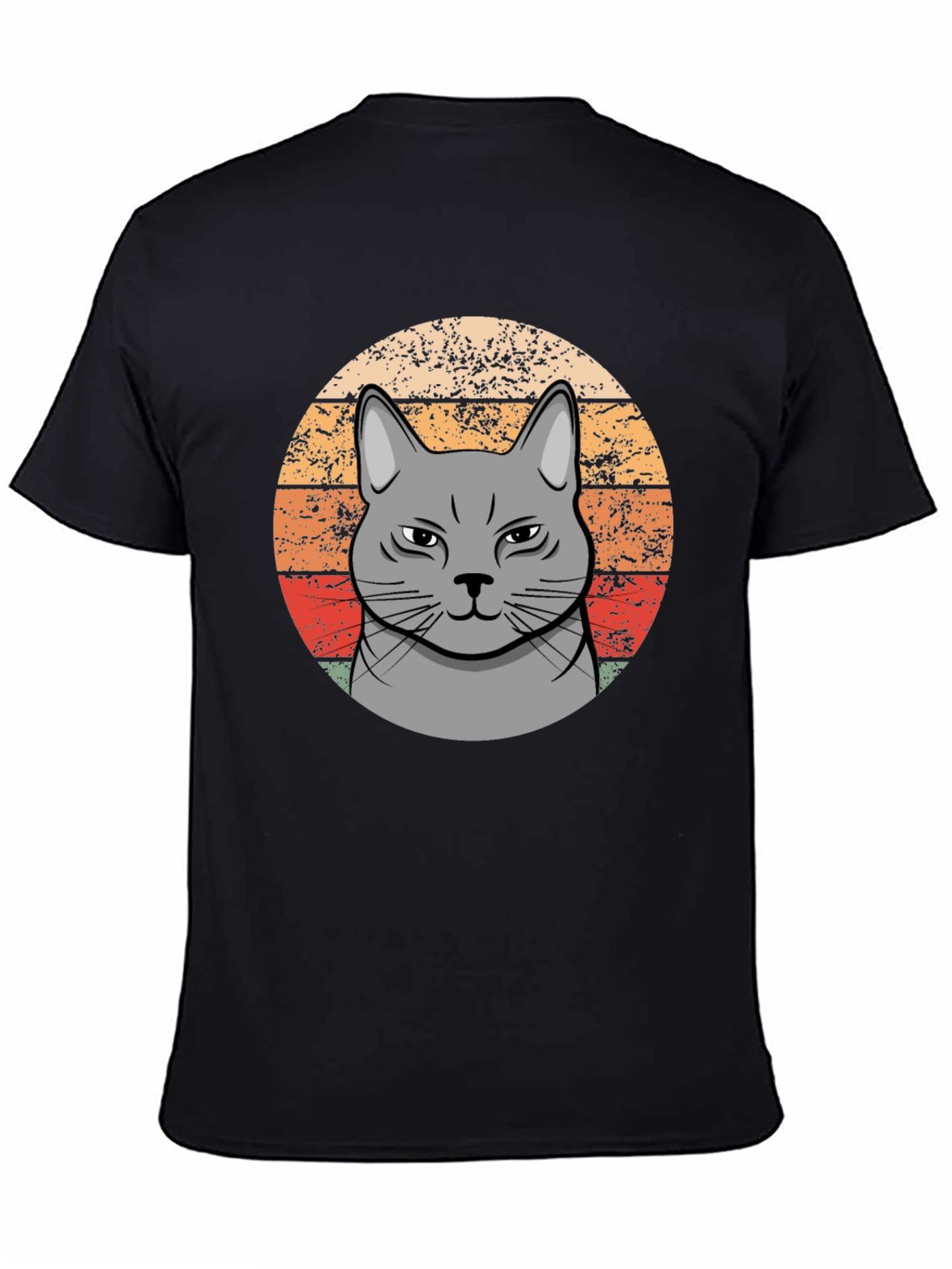 Retro Cat T-Shirt - Grumpy Feline Design