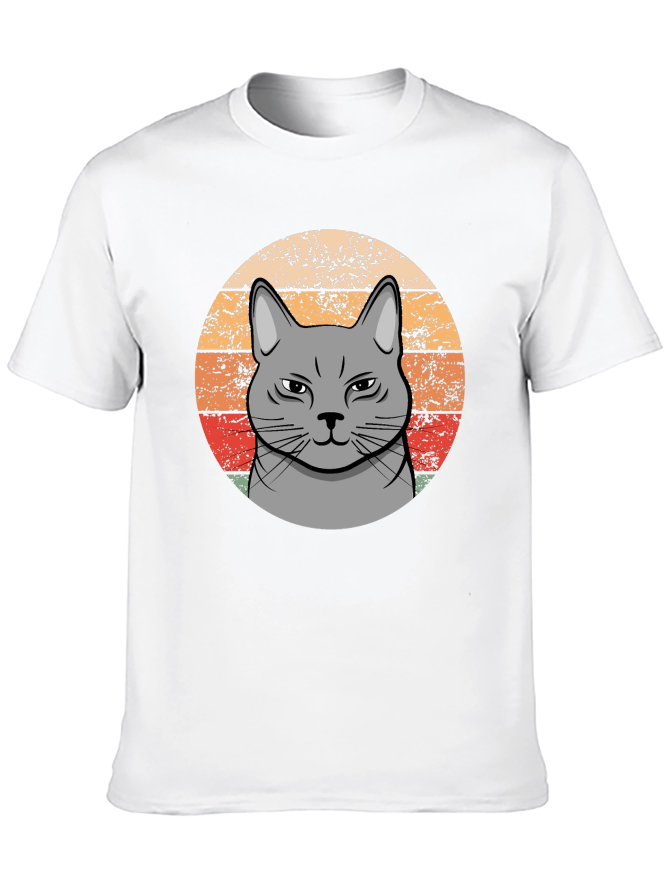 Retro Cat T-Shirt - Grumpy Feline Design