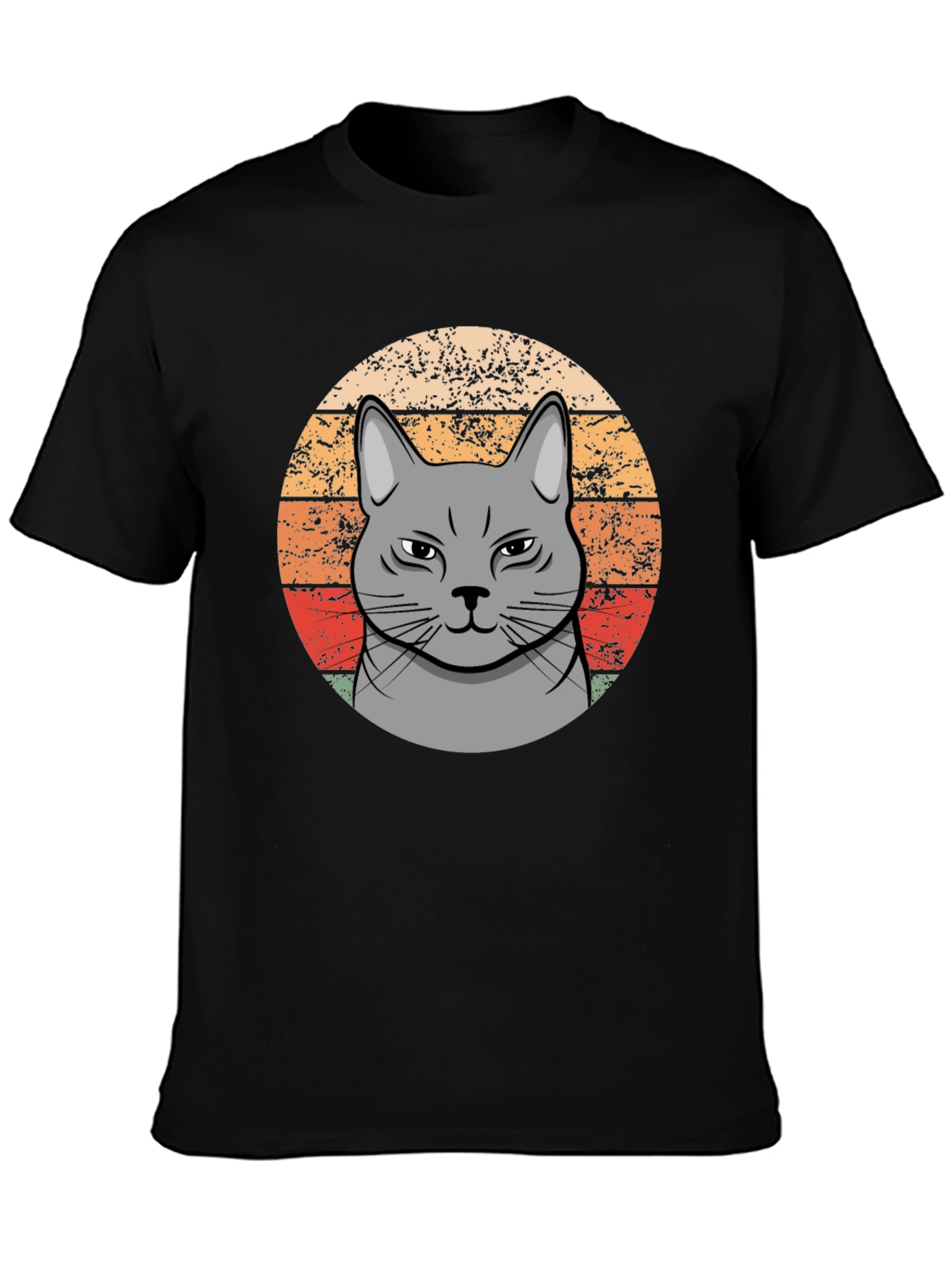 Retro Cat T-Shirt - Grumpy Feline Design
