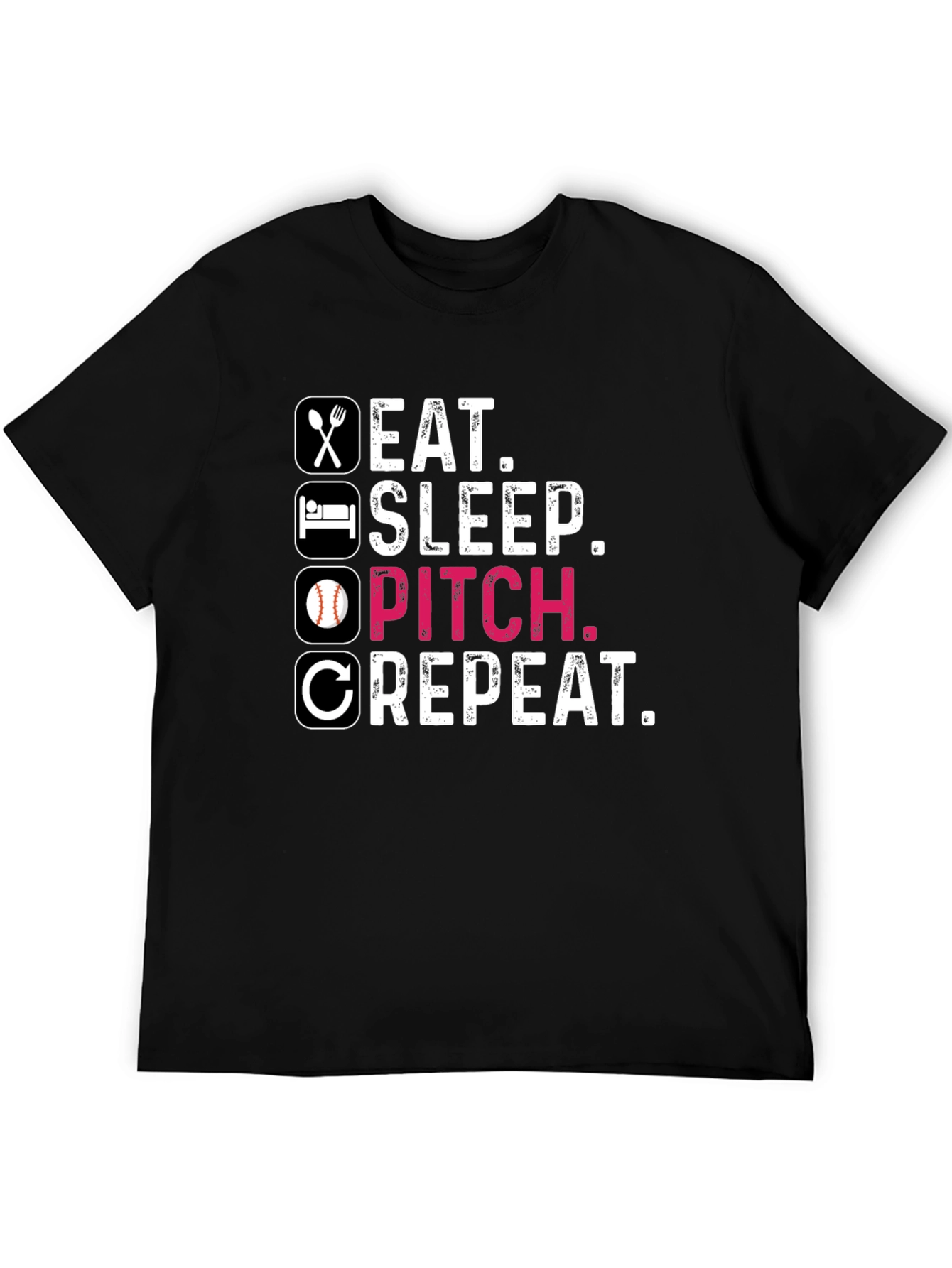 Eat Sleep Pitch Repeat Baseball T-Shirt