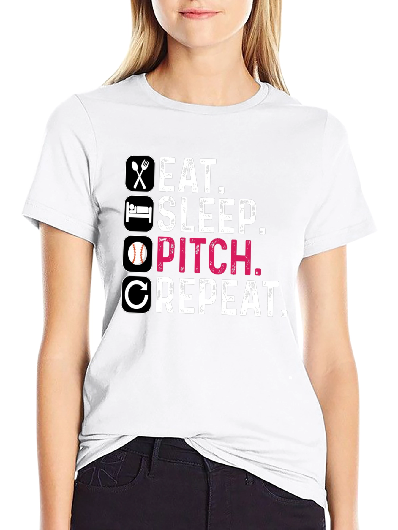 Eat Sleep Pitch Repeat Baseball T-Shirt
