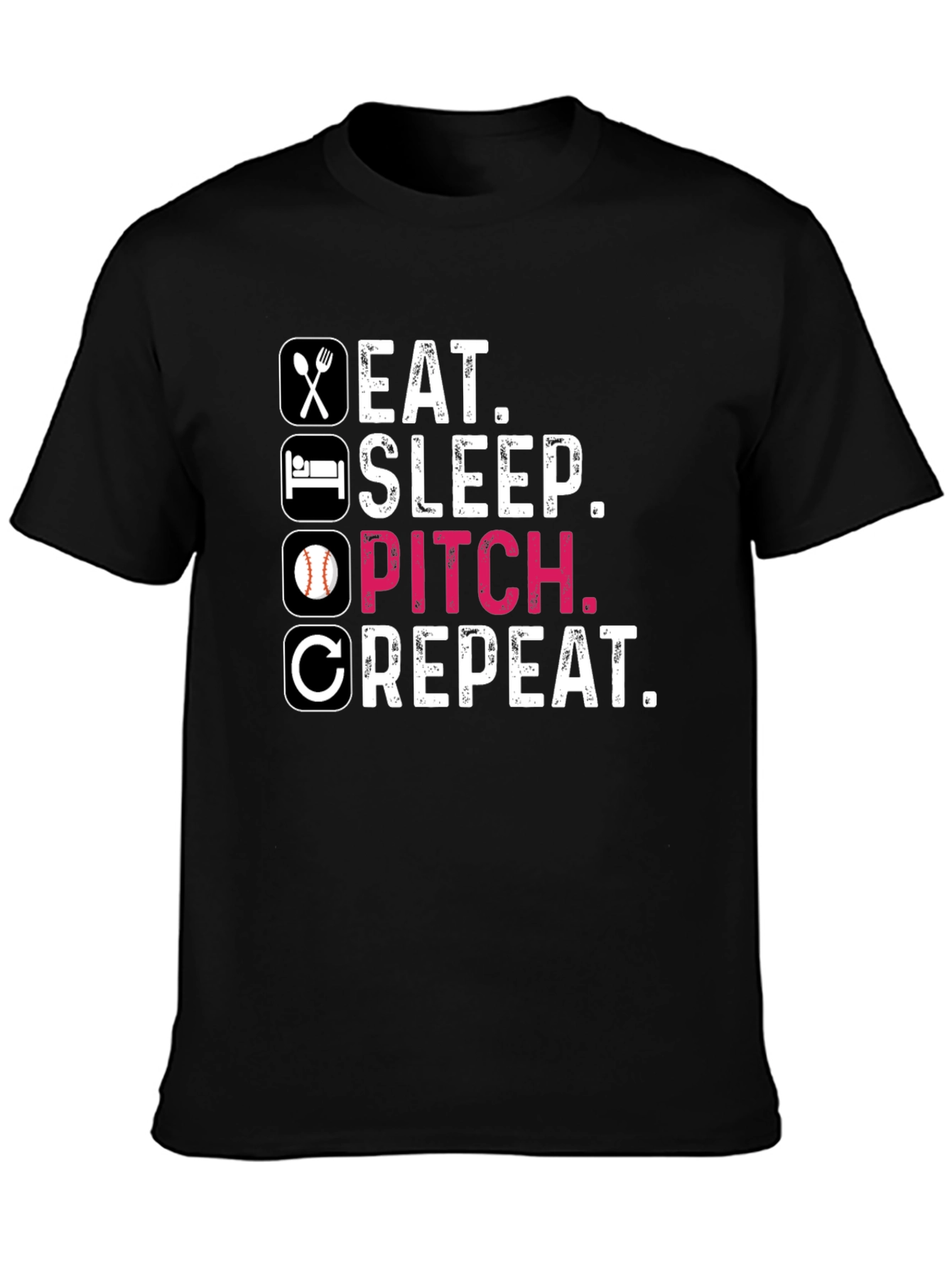 Eat Sleep Pitch Repeat Baseball T-Shirt