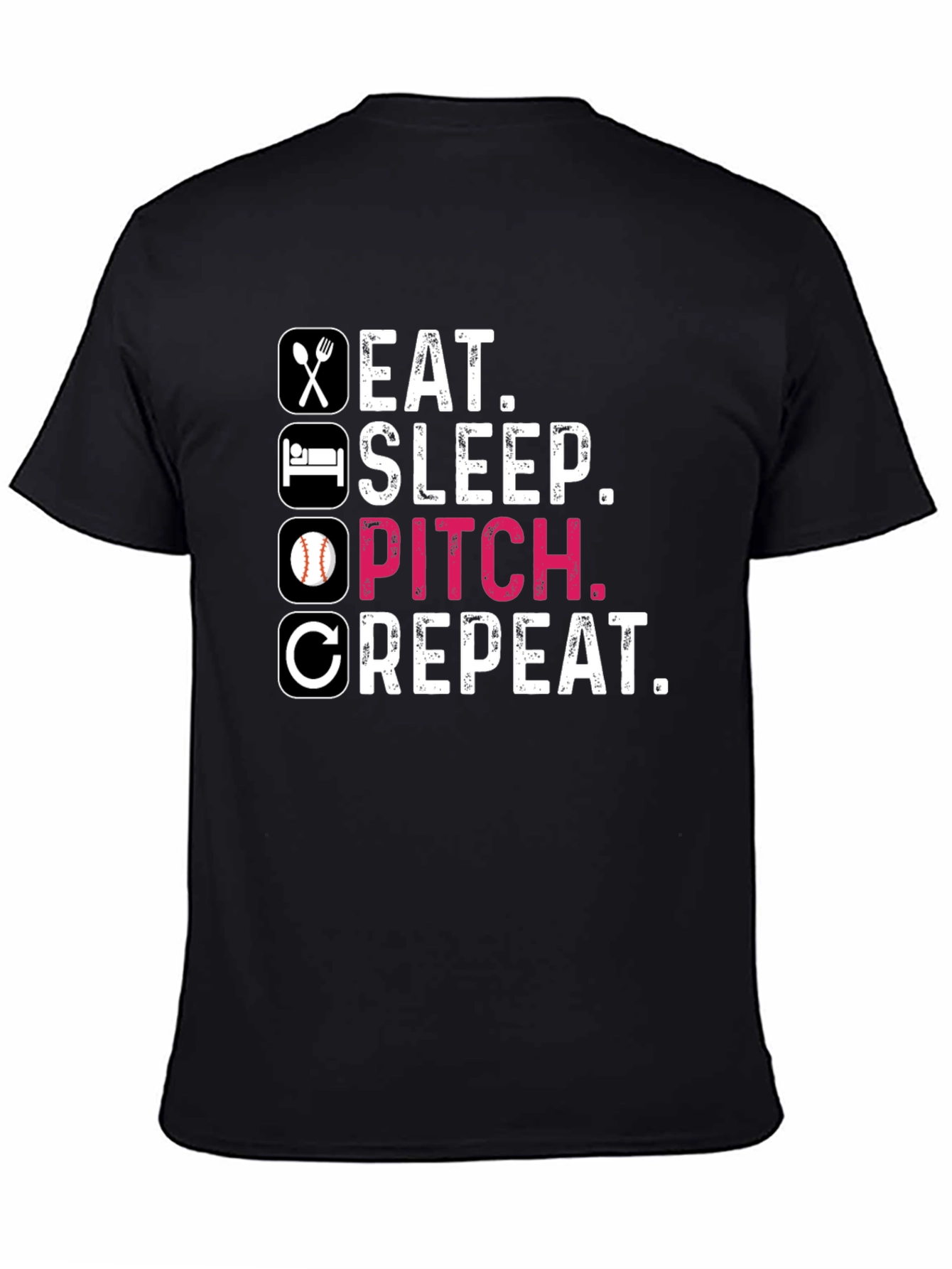 Eat Sleep Pitch Repeat Baseball T-Shirt