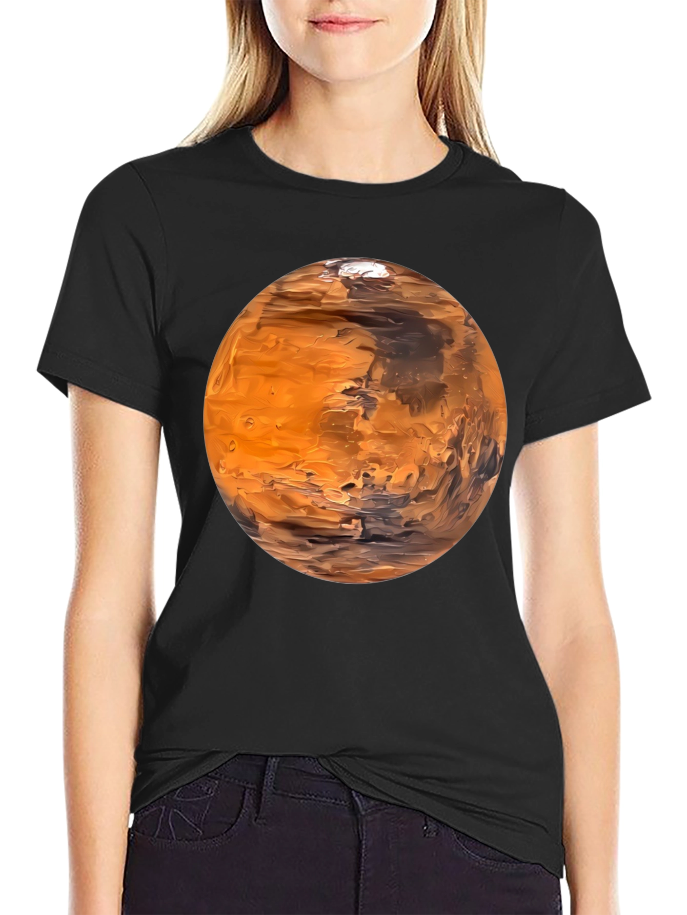 Mars Planet Graphic Black T-Shirt