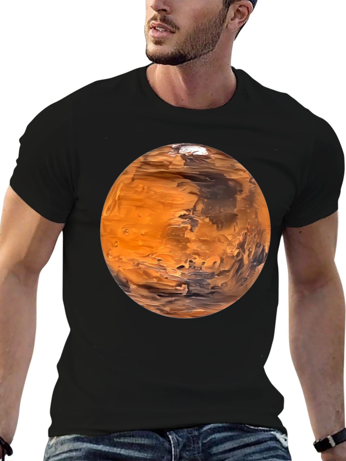 Mars Planet Graphic Black T-Shirt