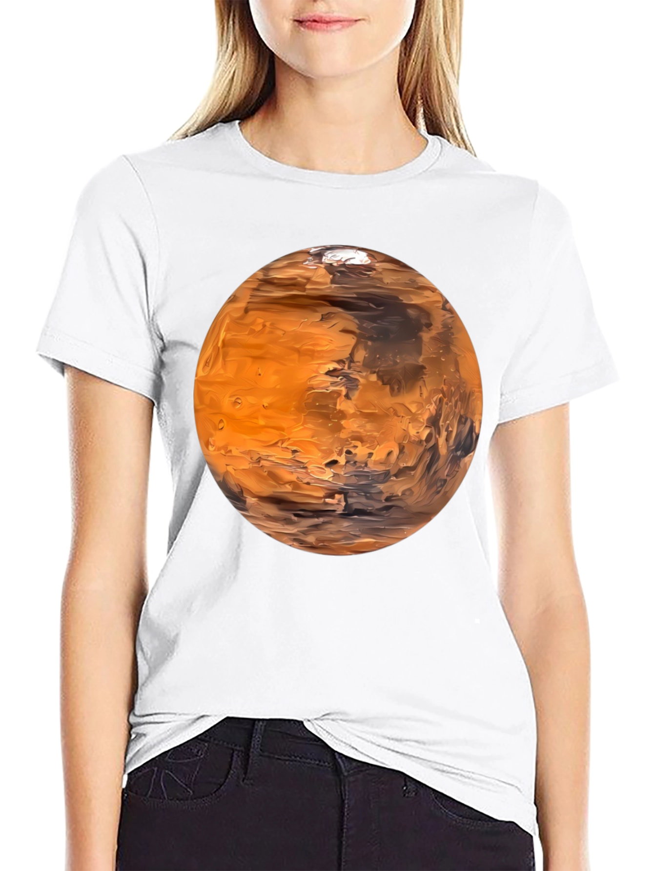 Mars Planet Graphic Black T-Shirt