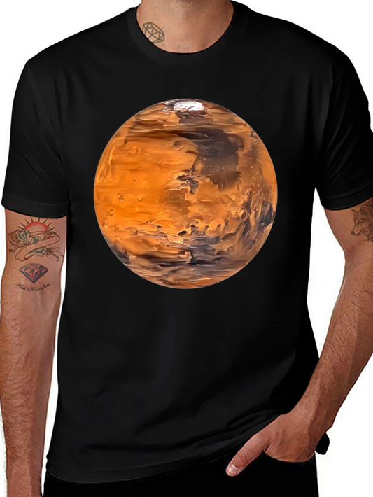 Mars Planet Graphic Black T-Shirt