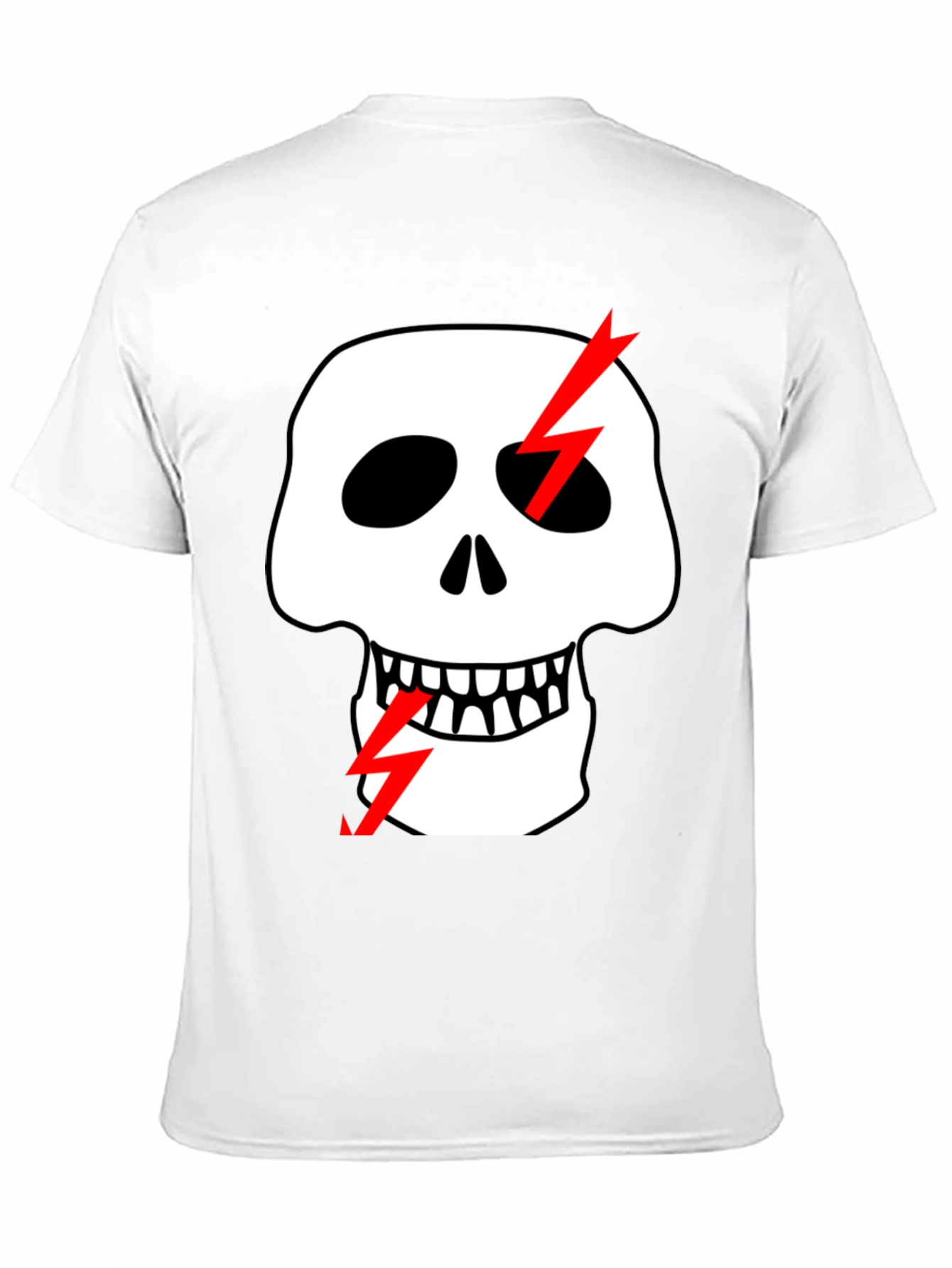 Skull & Lightning Bolt Graphic Black T-Shirt
