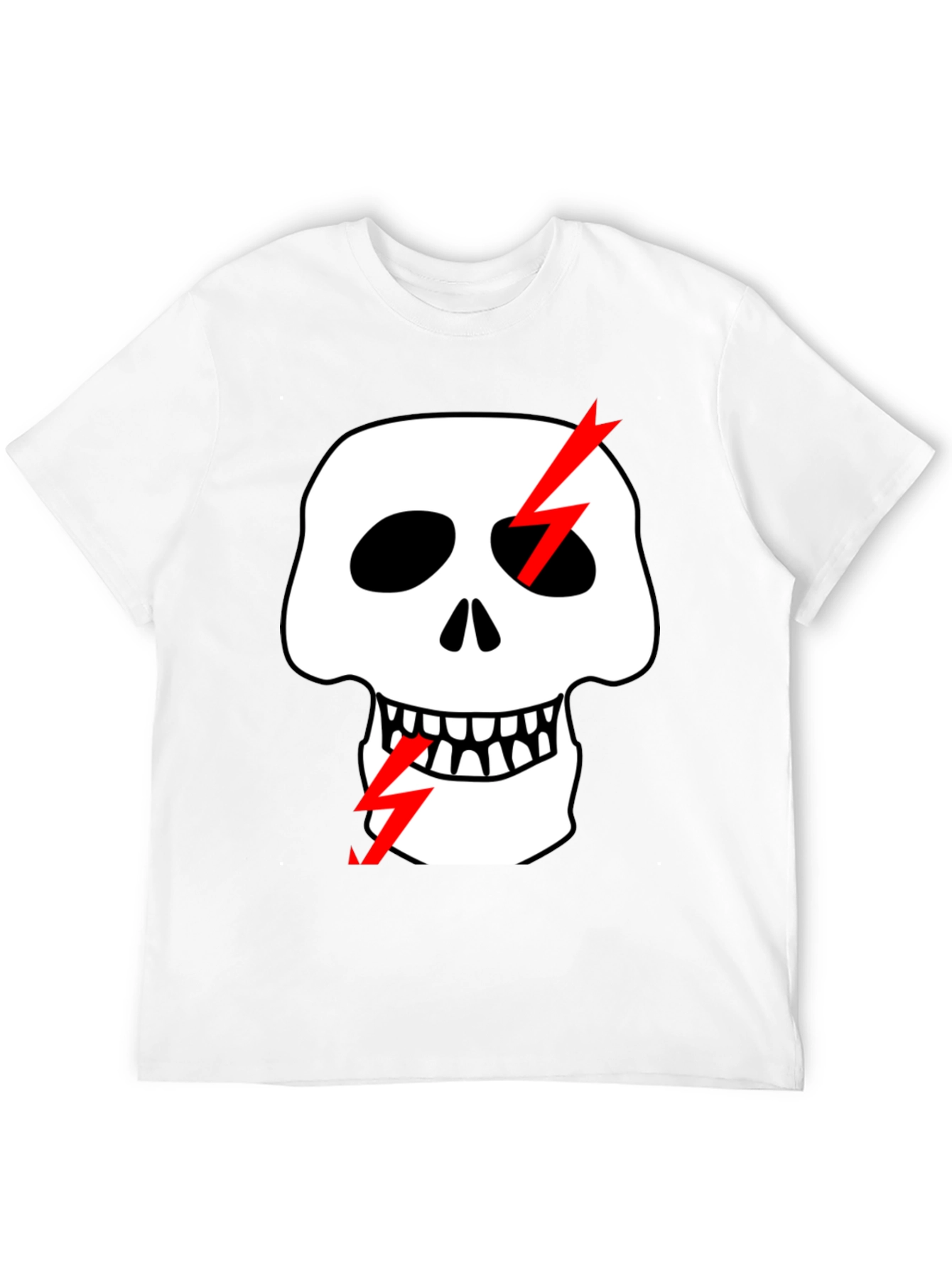 Skull & Lightning Bolt Graphic Black T-Shirt
