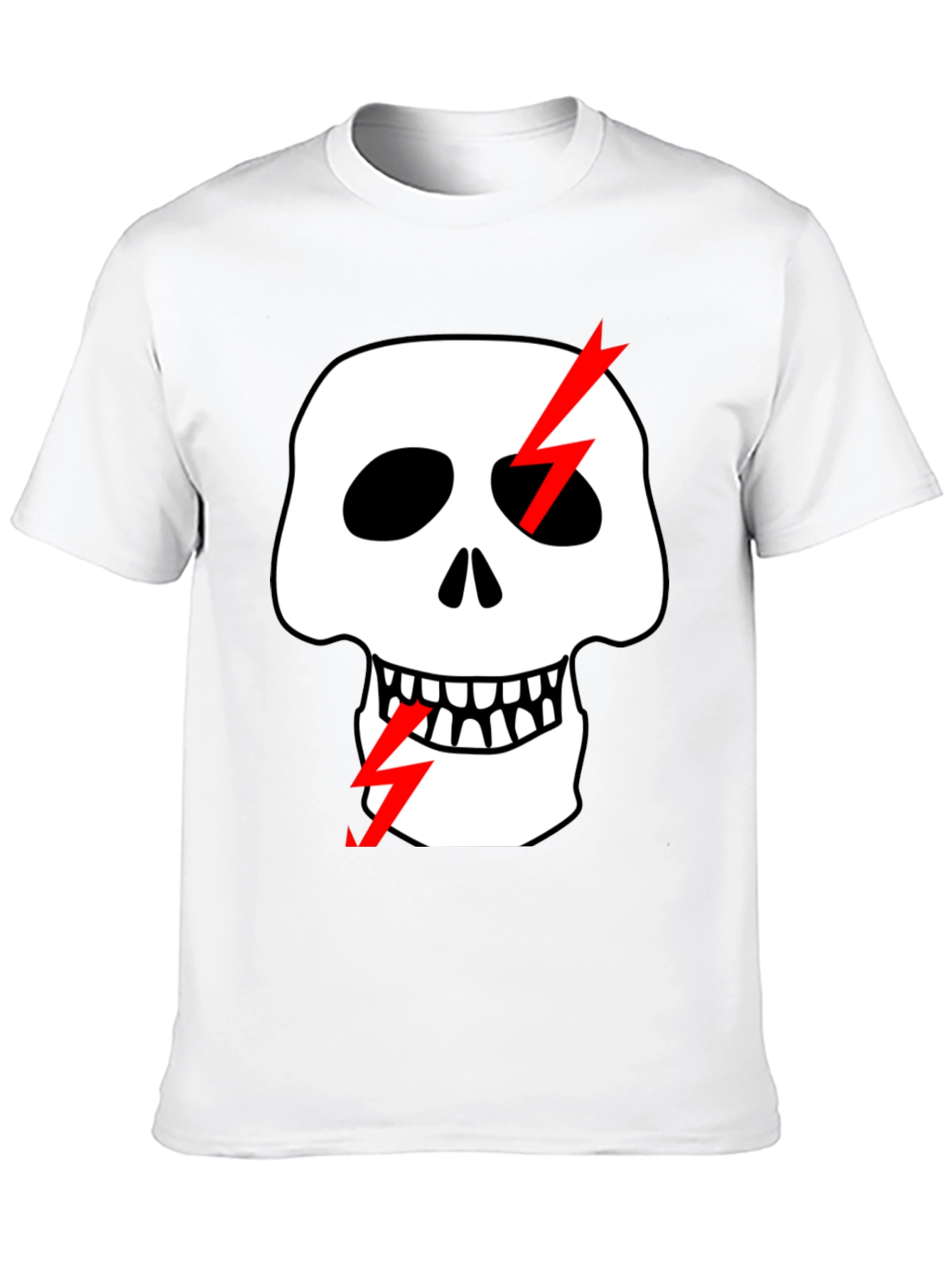 Skull & Lightning Bolt Graphic Black T-Shirt